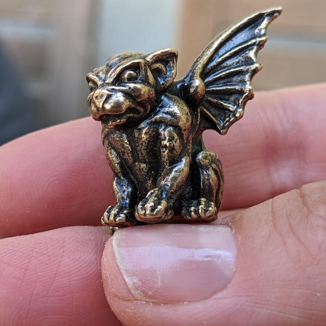 Estatua Miniatura de Gárgola de Latón Hecha a Mano 5-7.6 cm