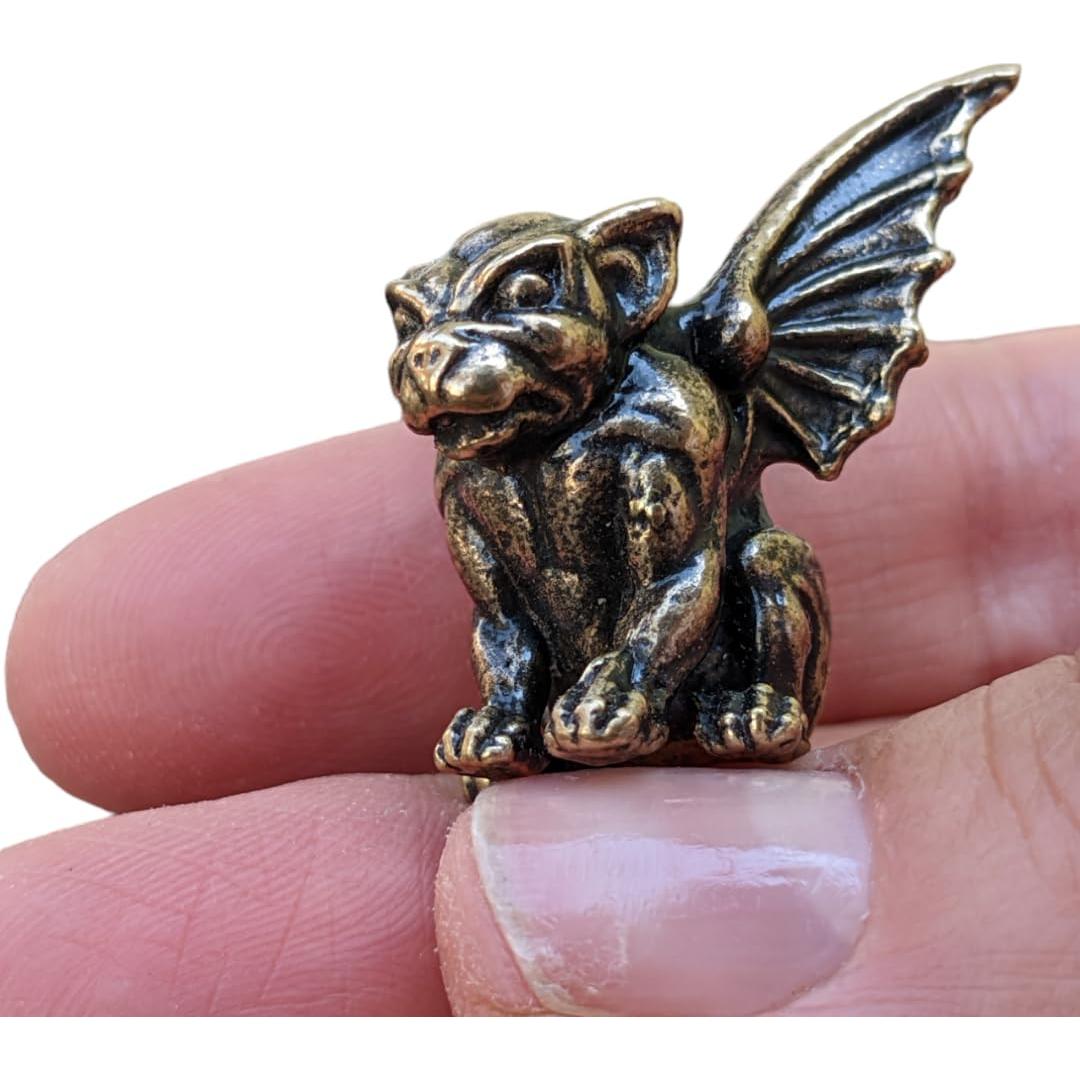 Estatua Miniatura de Gárgola de Latón Hecha a Mano 5-7.6 cm