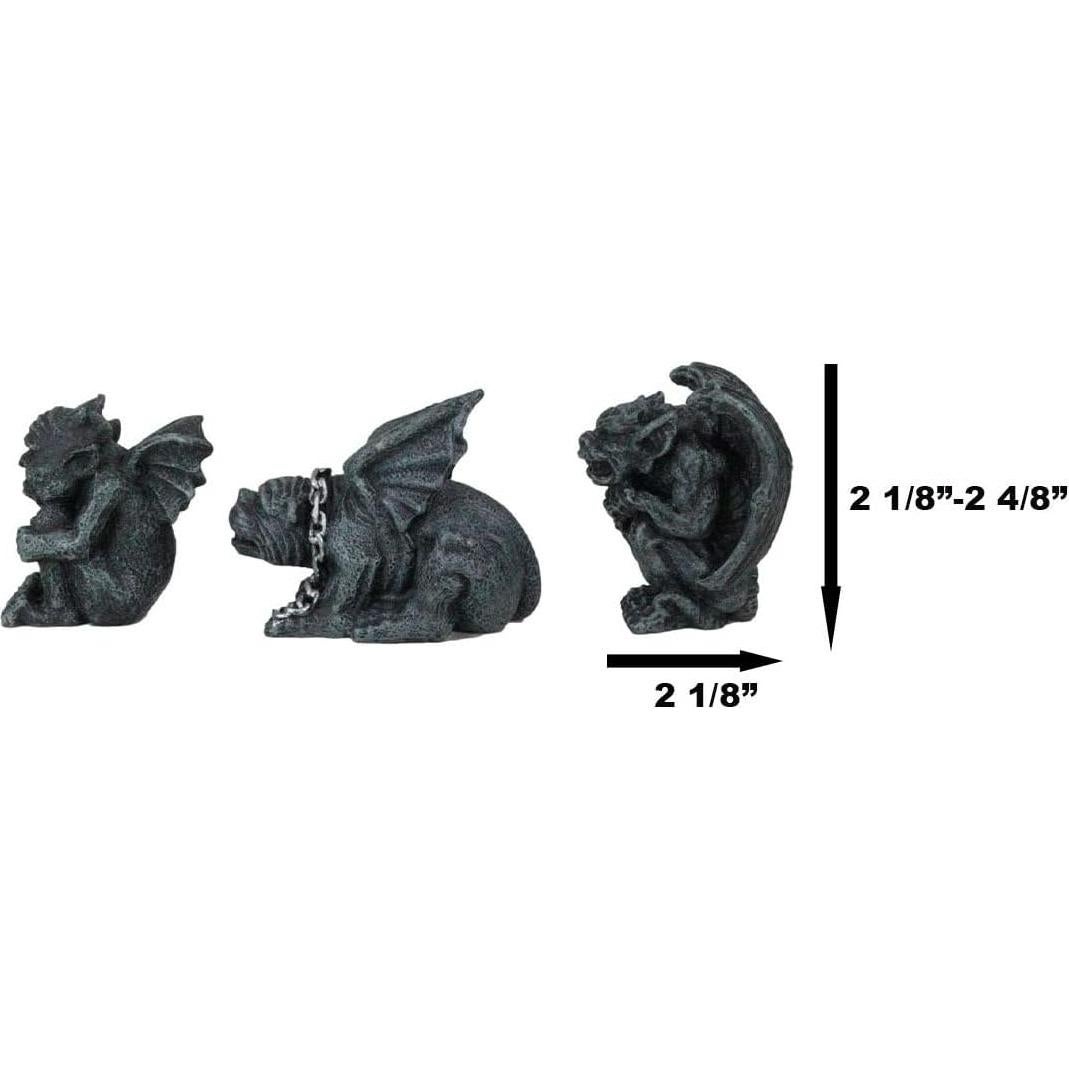 Set de 3 Figuritas de Gárgola Gótica Ebros 7.62 cm Decorativas