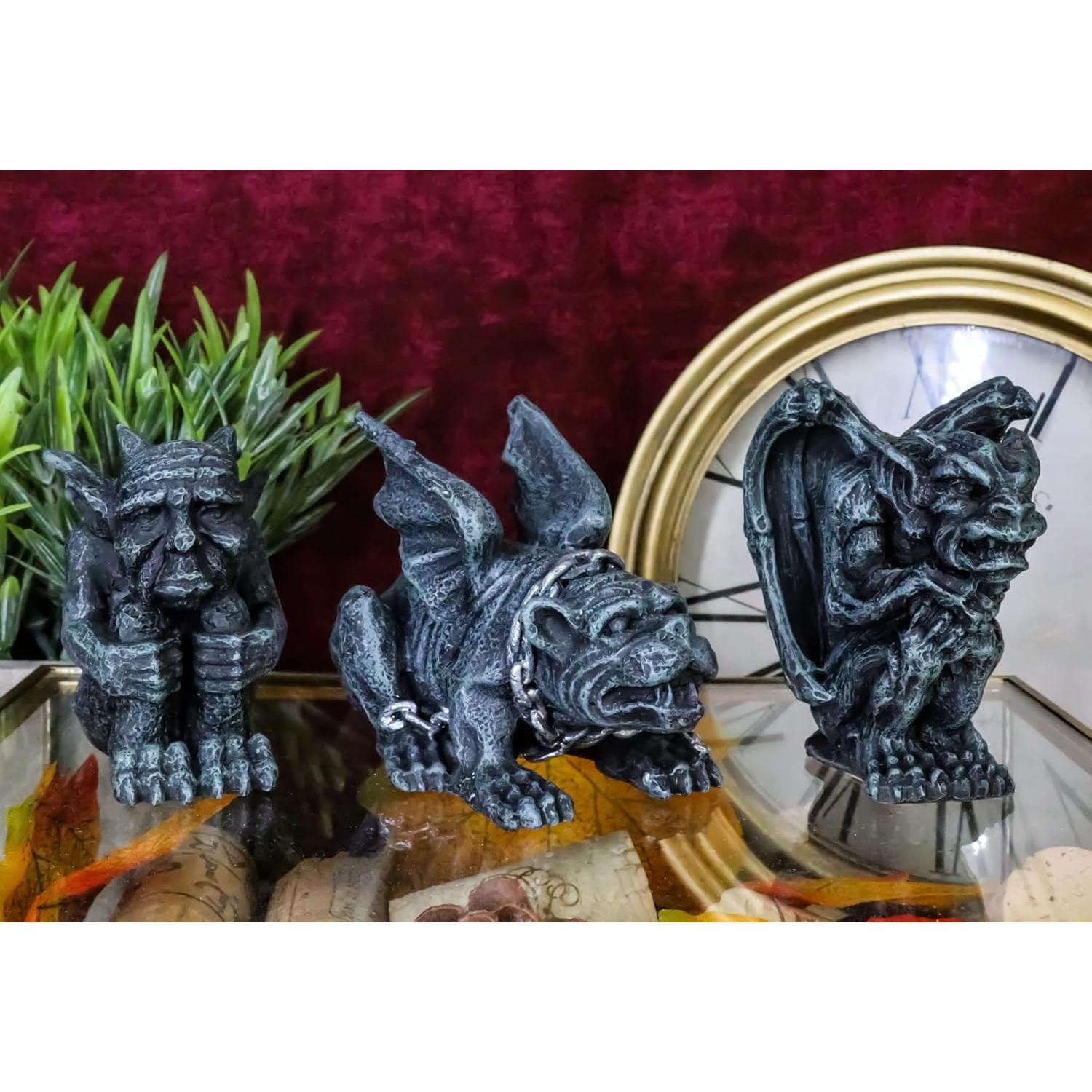Set de 3 Figuritas de Gárgola Gótica Ebros 7.62 cm Decorativas