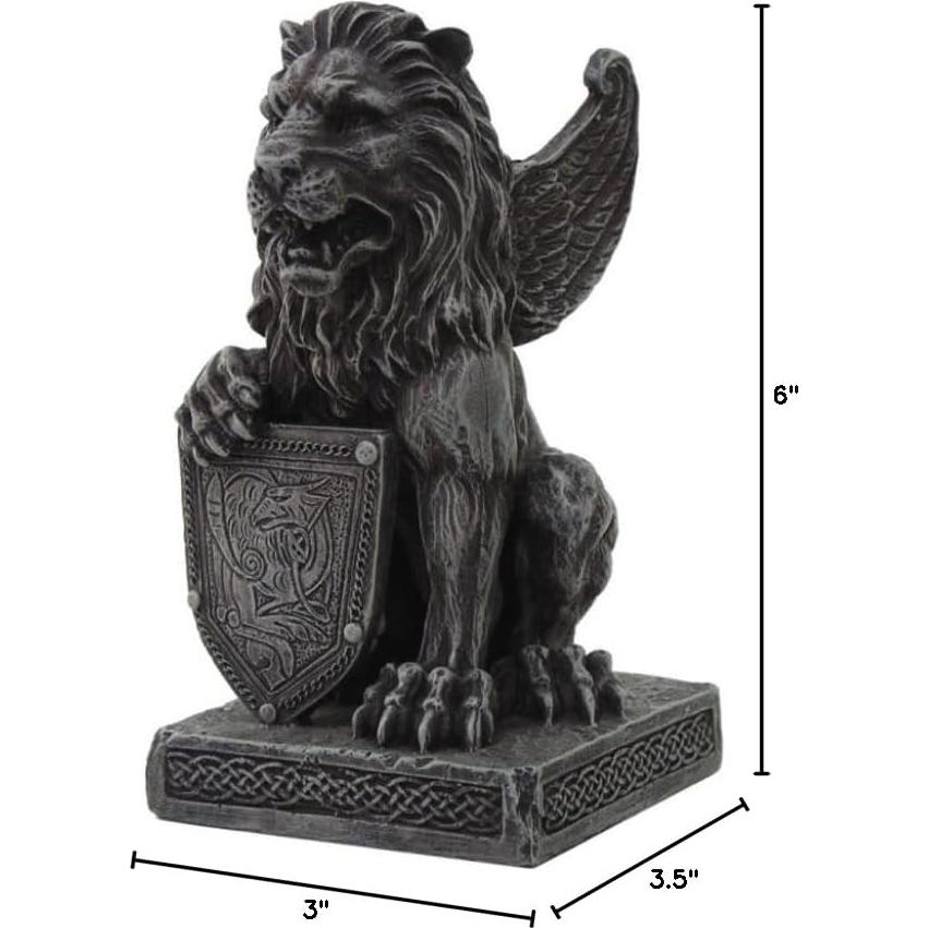 Estatua Gargola León con Escudo 15.24 cm Pacific Trading