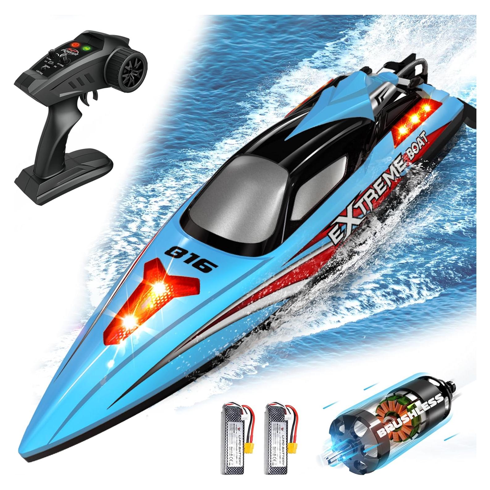 Barco RC HONGXUNJIE 48cm 55KM/h con 2 baterías y auto recuperación