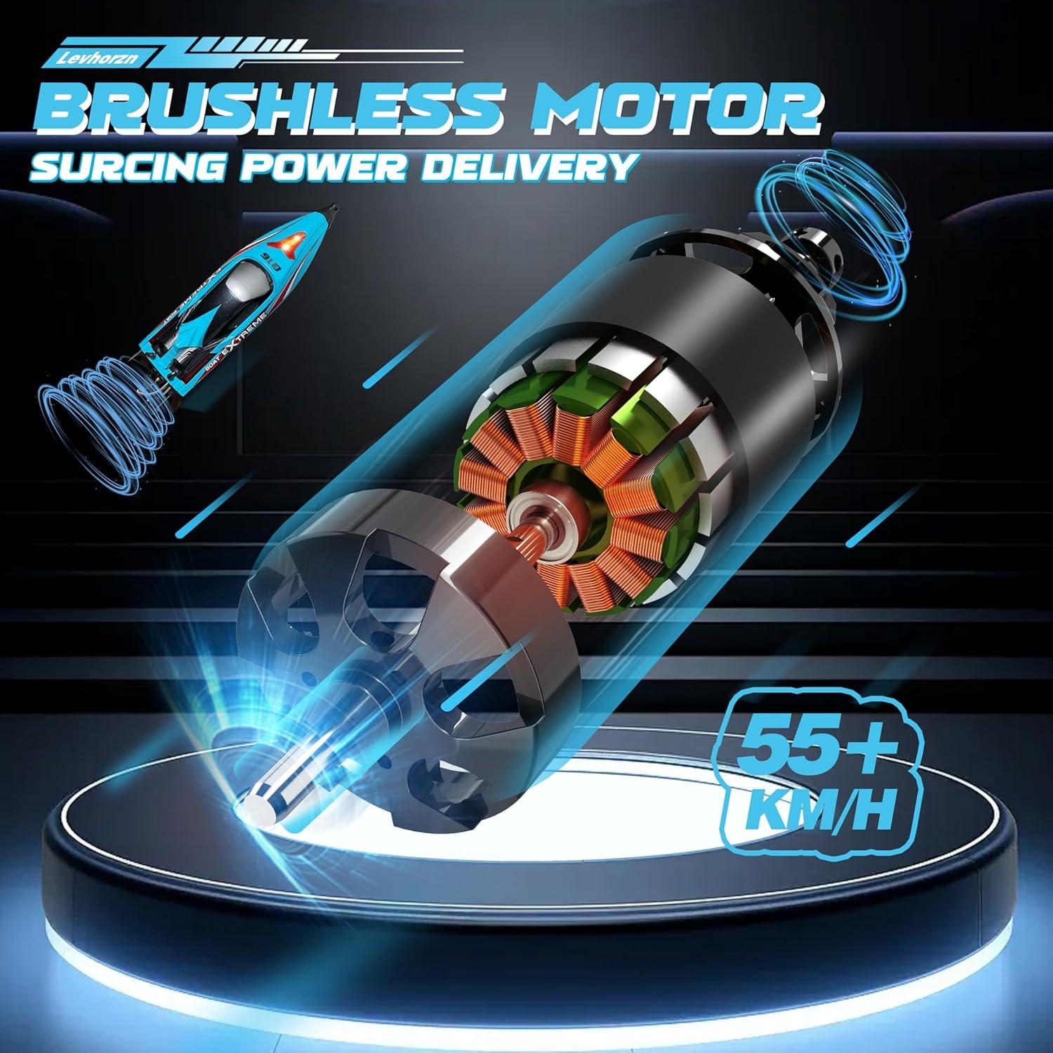 Barco RC HONGXUNJIE 48cm 55KM/h con 2 baterías y auto recuperación