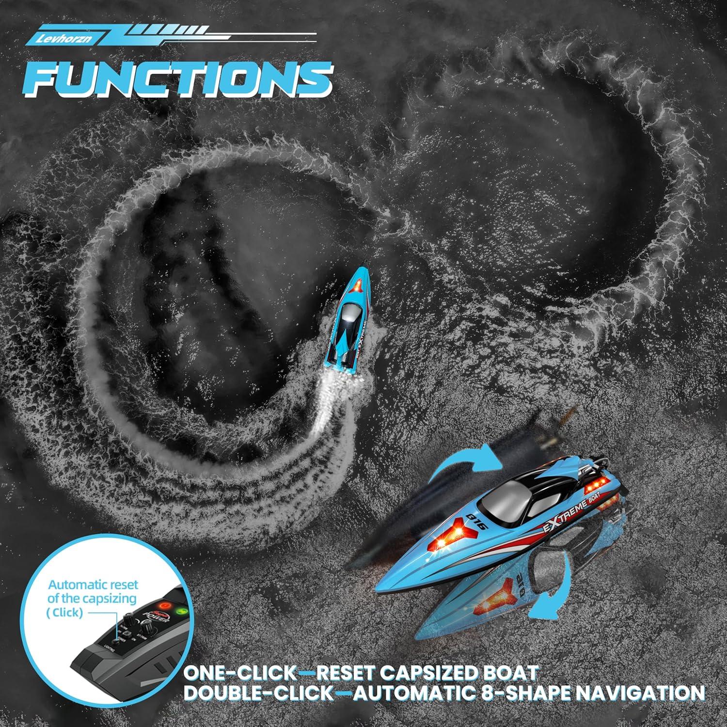 Barco RC HONGXUNJIE 48cm 55KM/h con 2 baterías y auto recuperación