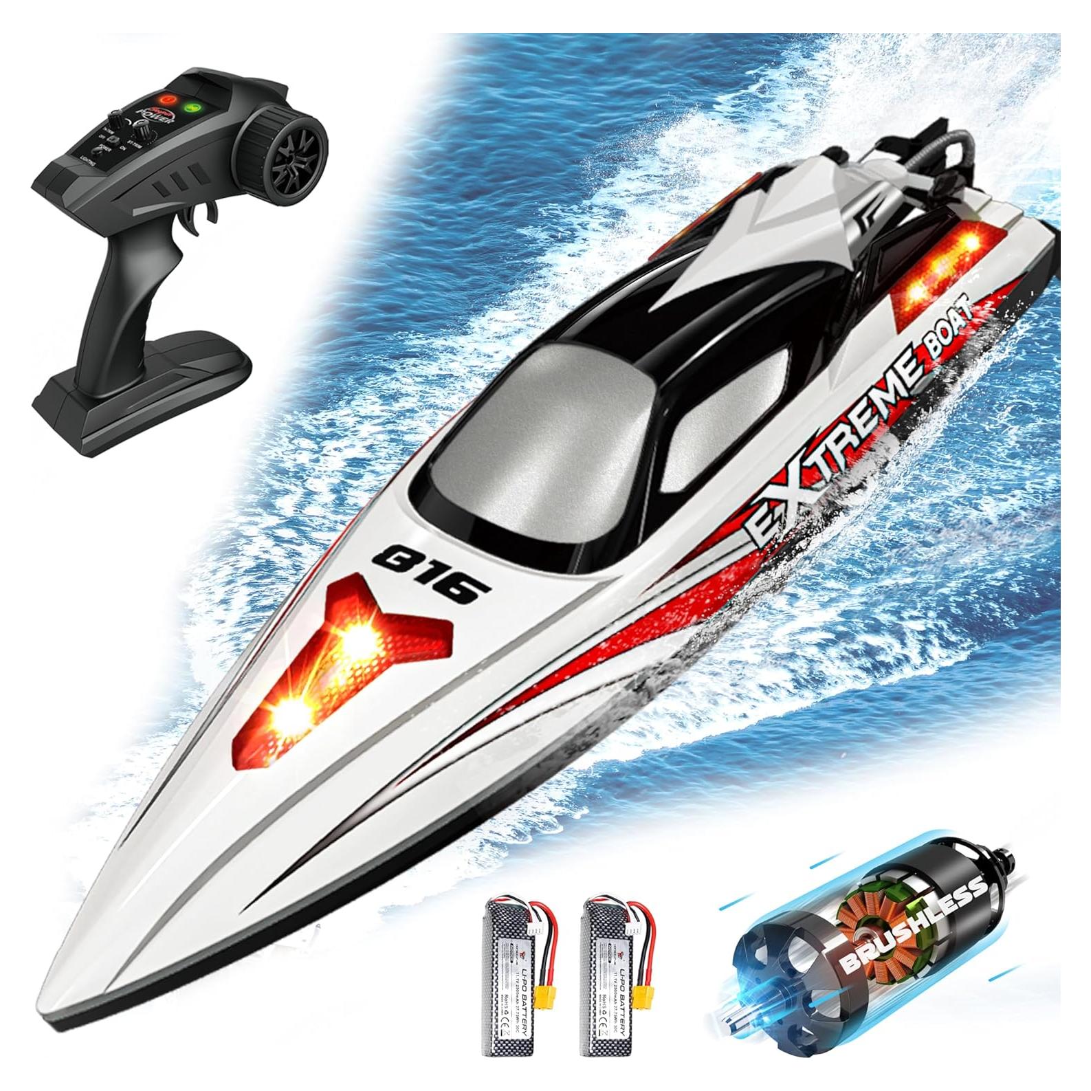 Barco RC HONGXUNJIE 48cm 55KM/h con 2 baterías y auto recuperación