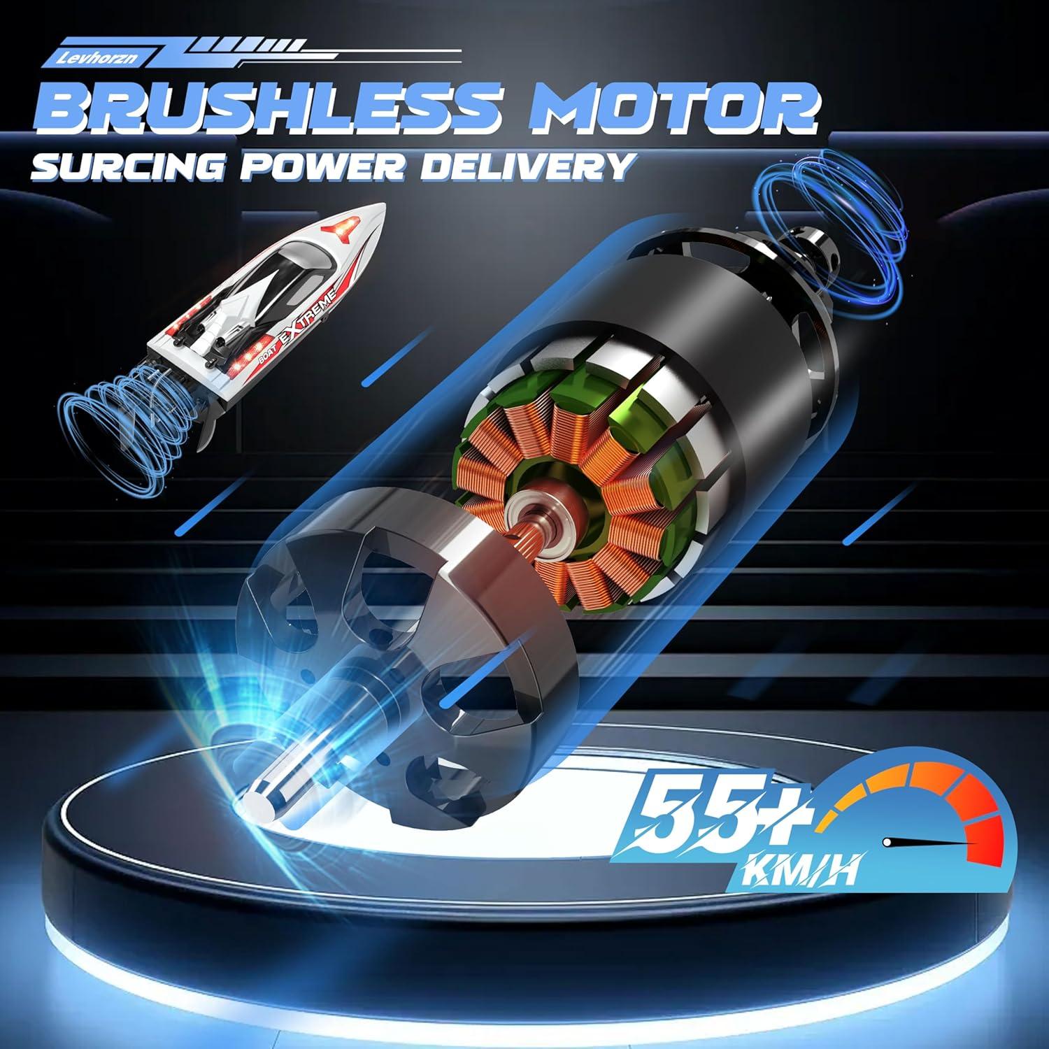 Barco RC HONGXUNJIE 48cm 55KM/h con 2 baterías y auto recuperación