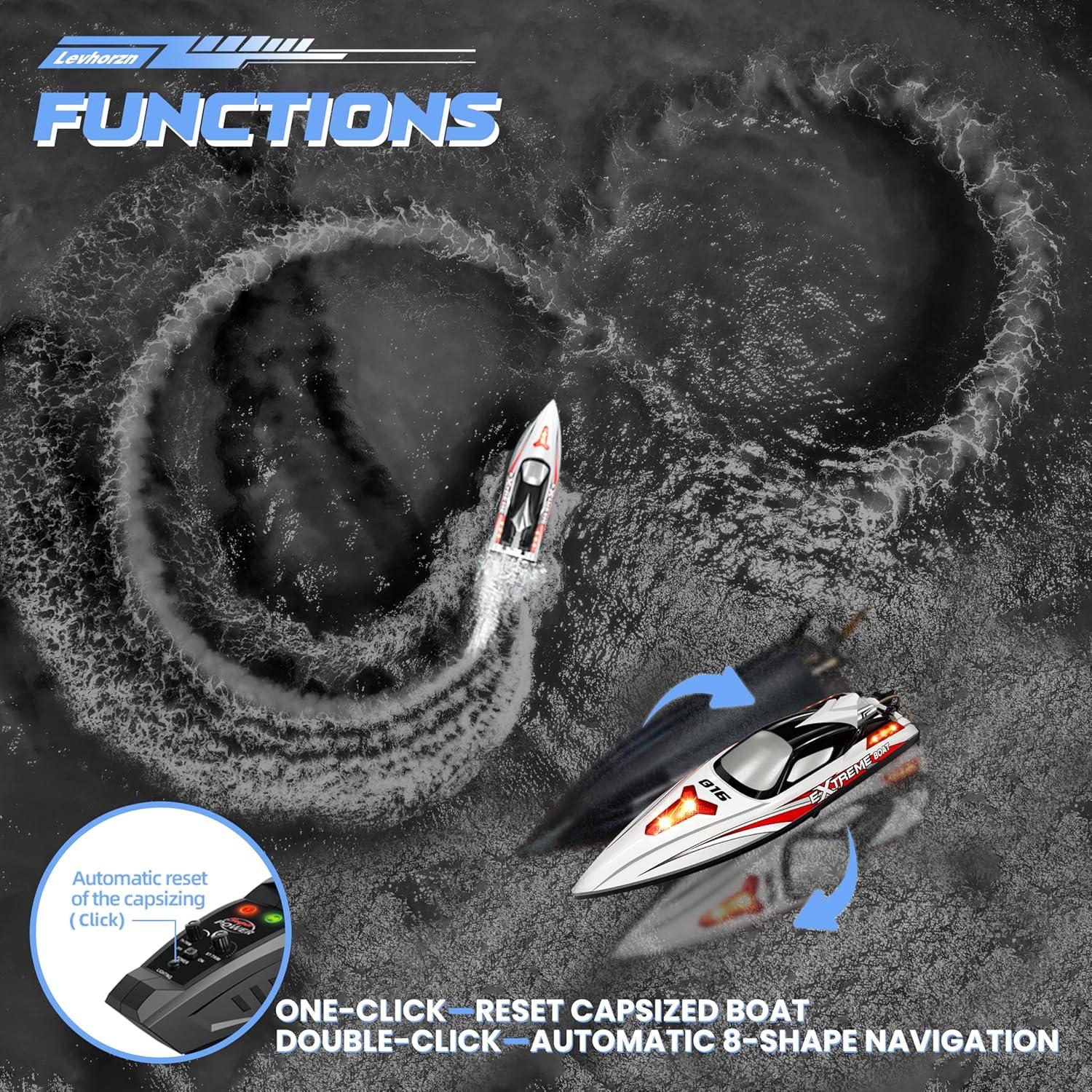 Barco RC HONGXUNJIE 48cm 55KM/h con 2 baterías y auto recuperación