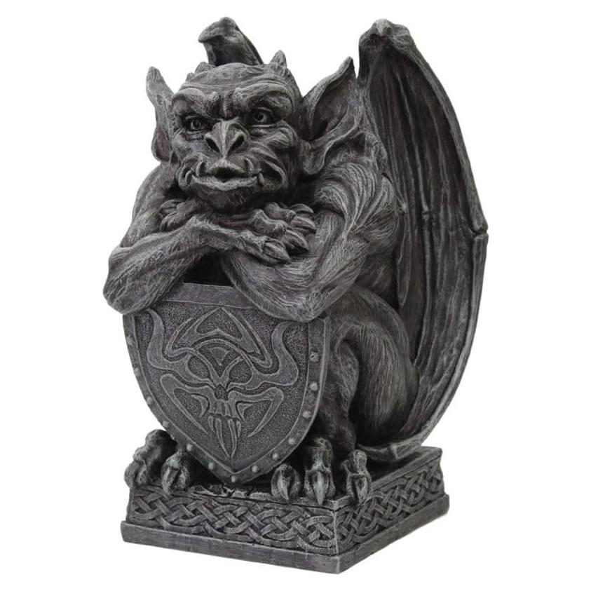 Estatua Gárgola Medieval de Resina 16.5 cm con Escudo