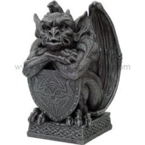Estatua Gárgola Medieval de Resina 16.5 cm con Escudo