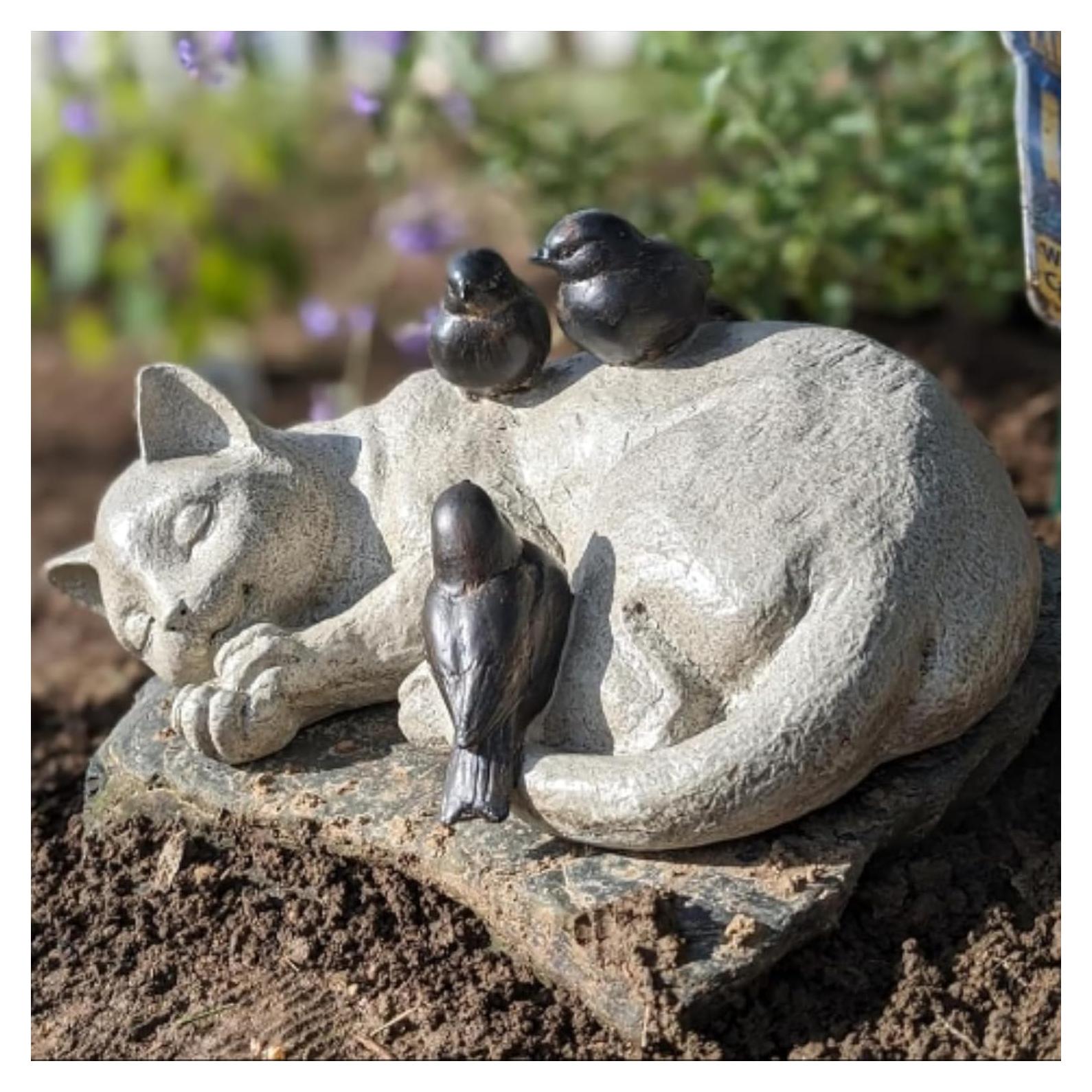Estatua de Jardín Gato Durmiendo LCdecohome 30.48 cm Resina