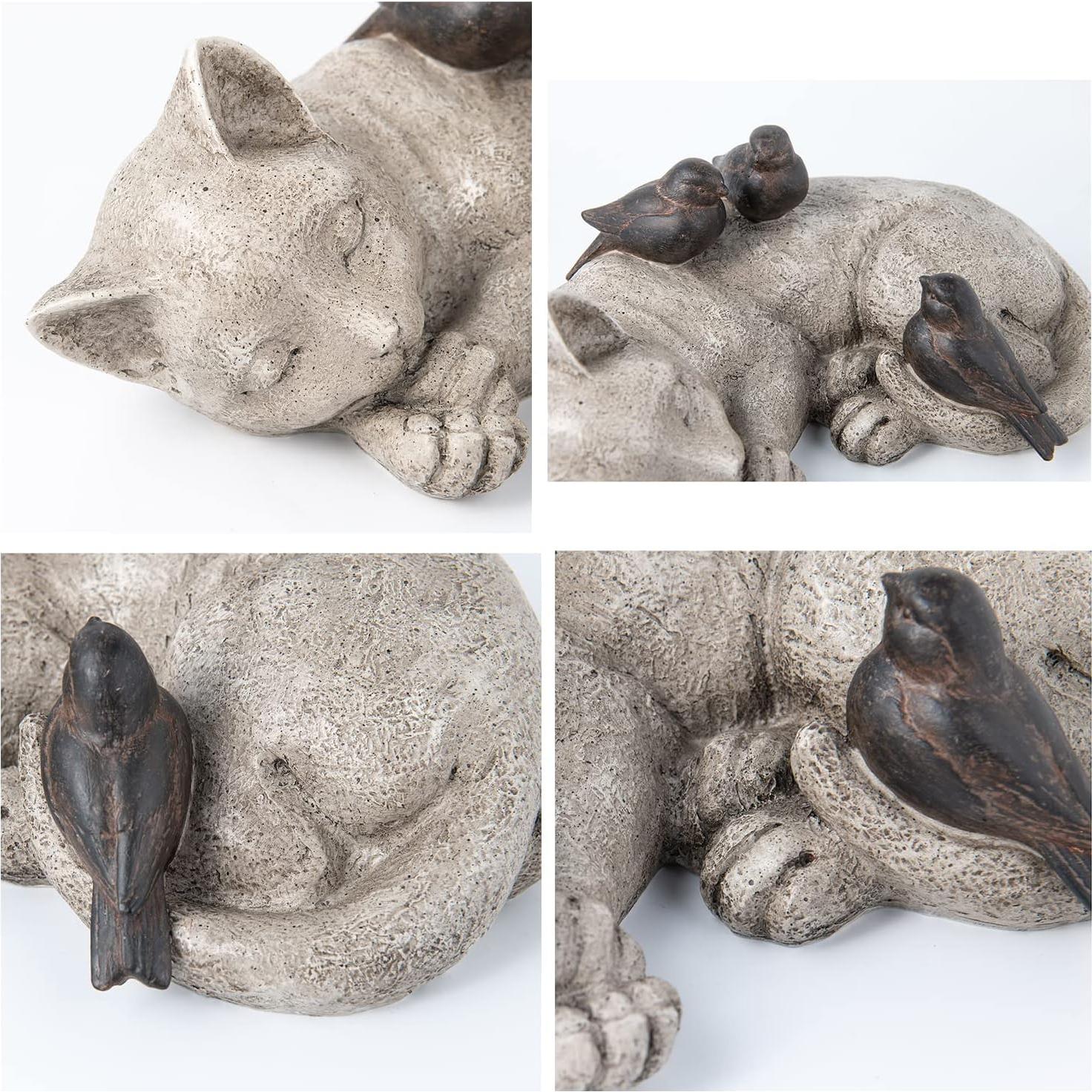 Estatua de Jardín Gato Durmiendo LCdecohome 30.48 cm Resina