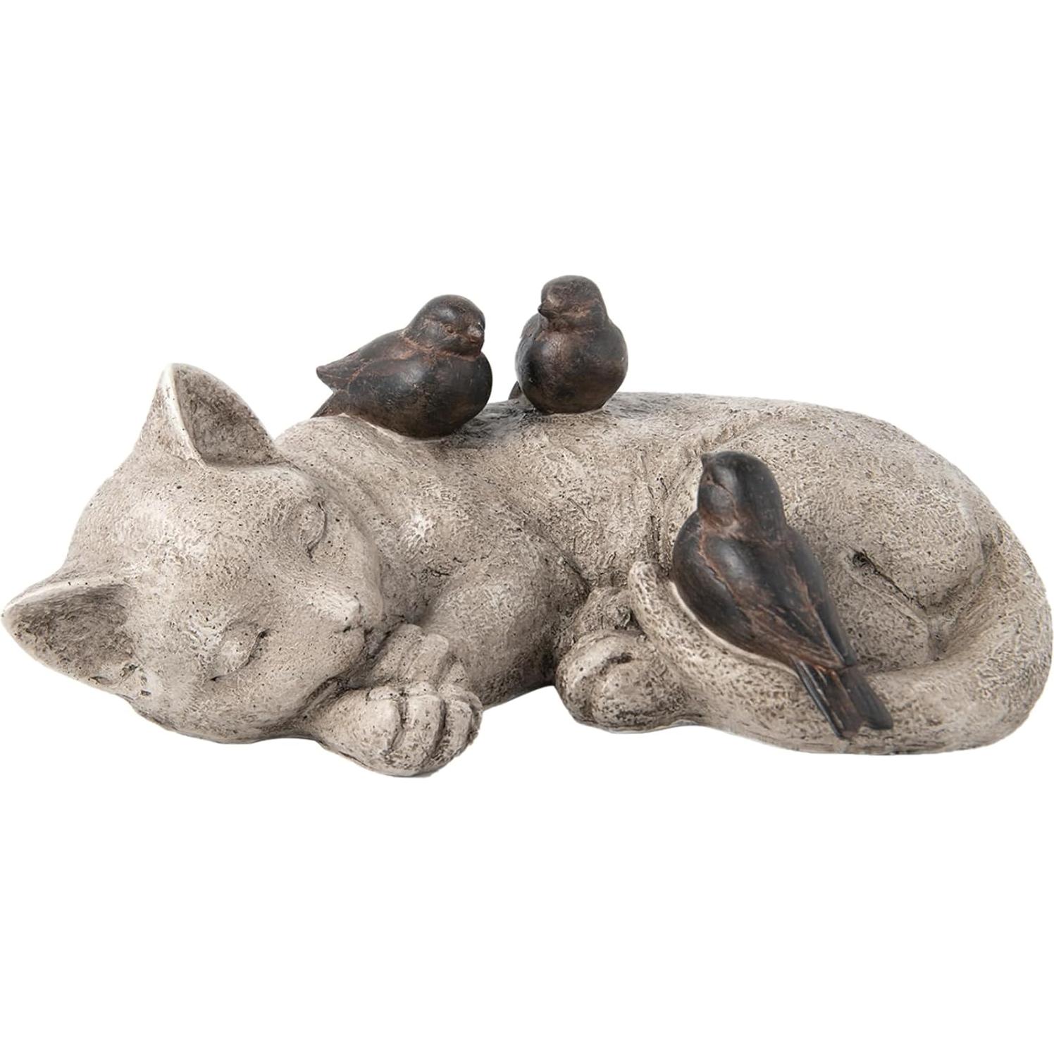 Estatua de Jardín Gato Durmiendo LCdecohome 30.48 cm Resina
