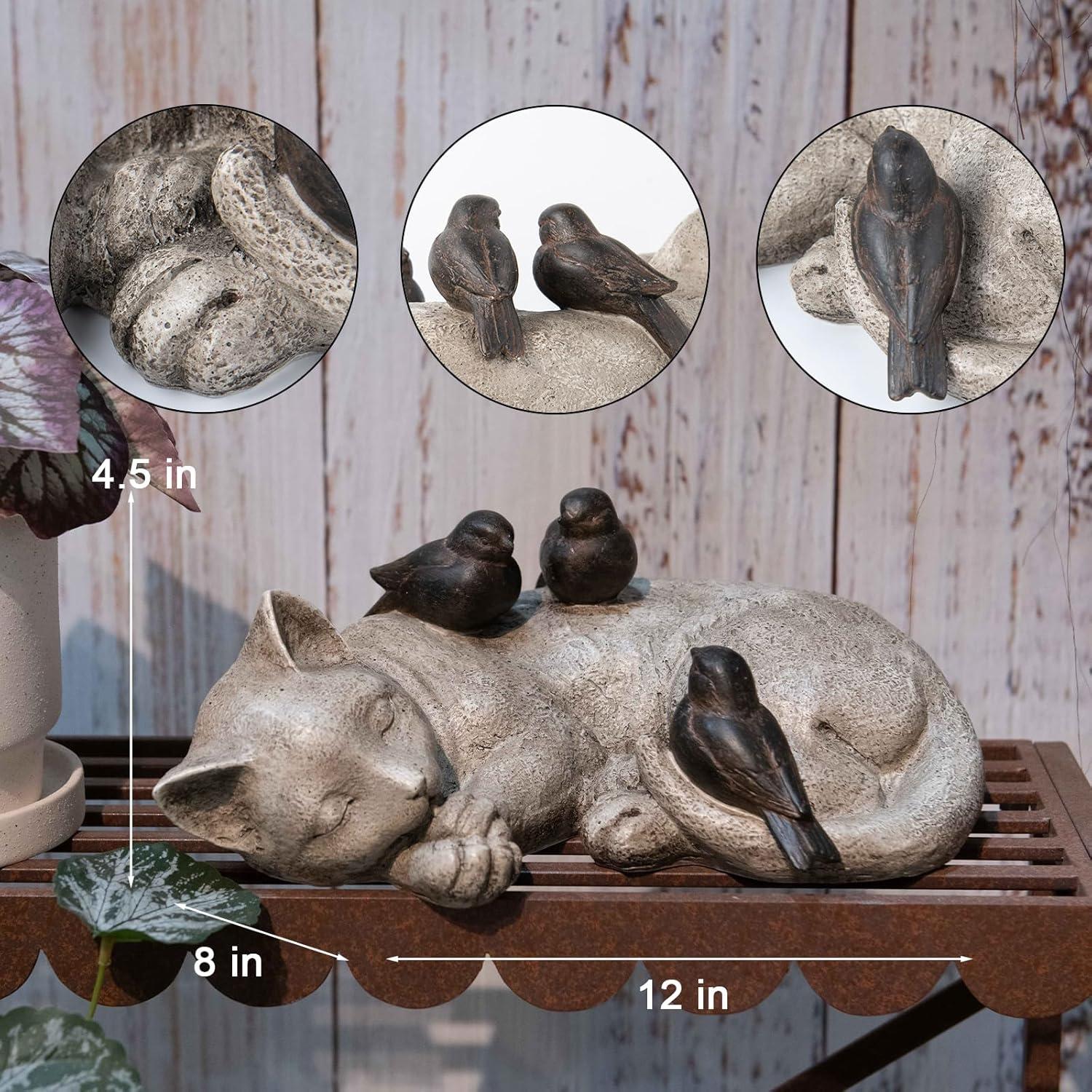 Estatua de Jardín Gato Durmiendo LCdecohome 30.48 cm Resina