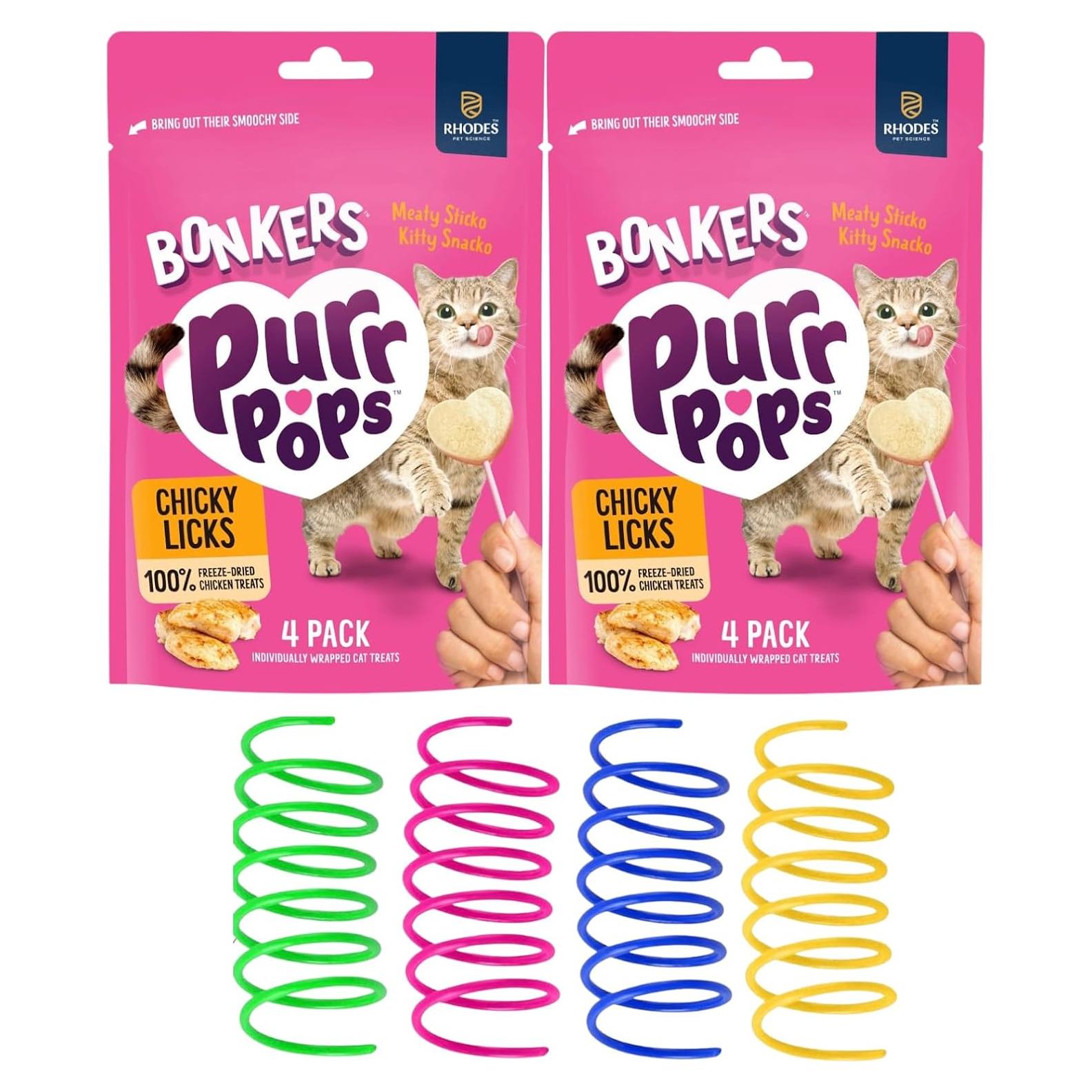 Golosinas Deshidratadas para Gatos Bonkers Purr Pops 8 Unidades