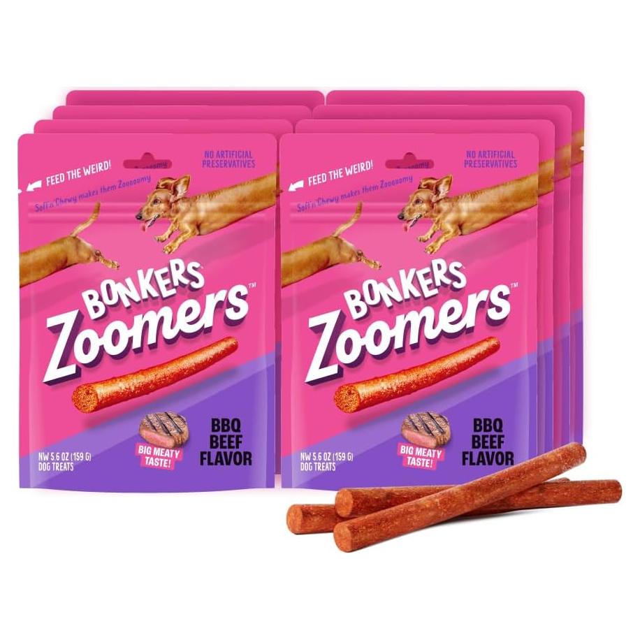 Golosinas para Perros Bonkers Zoomers Sabor Carne BBQ 159g