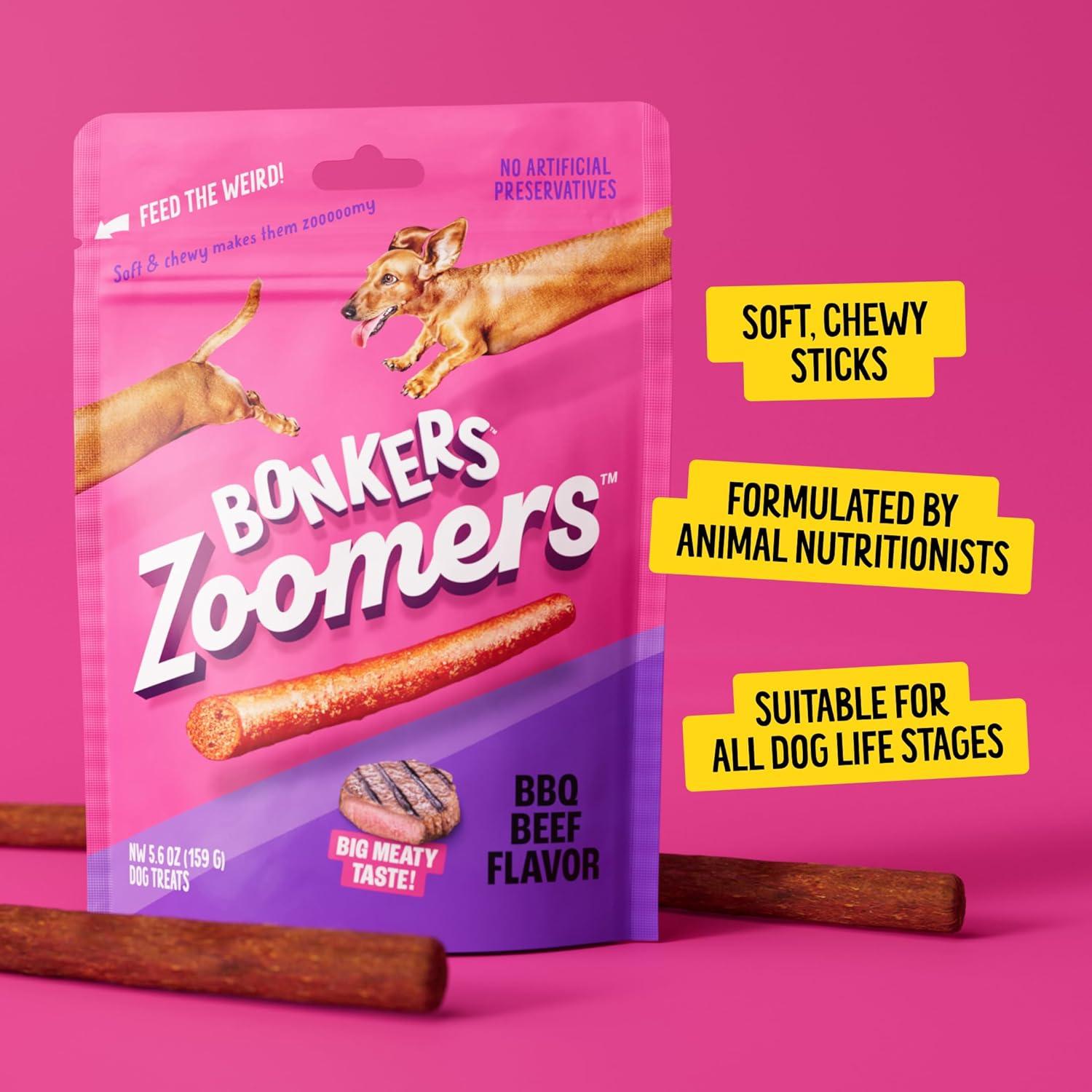 Golosinas para Perros Bonkers Zoomers Sabor Carne BBQ 159g