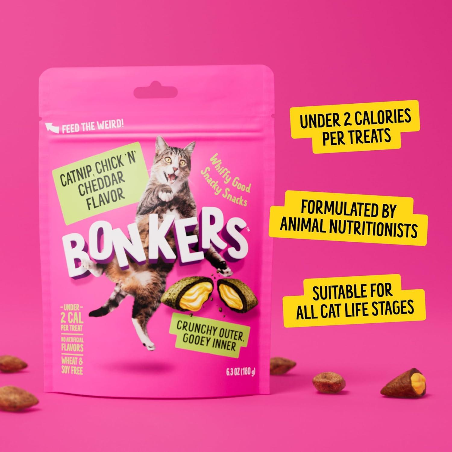Golosinas para Gatos BONKERS Hierba Gatera Pollo Cheddar 178 g