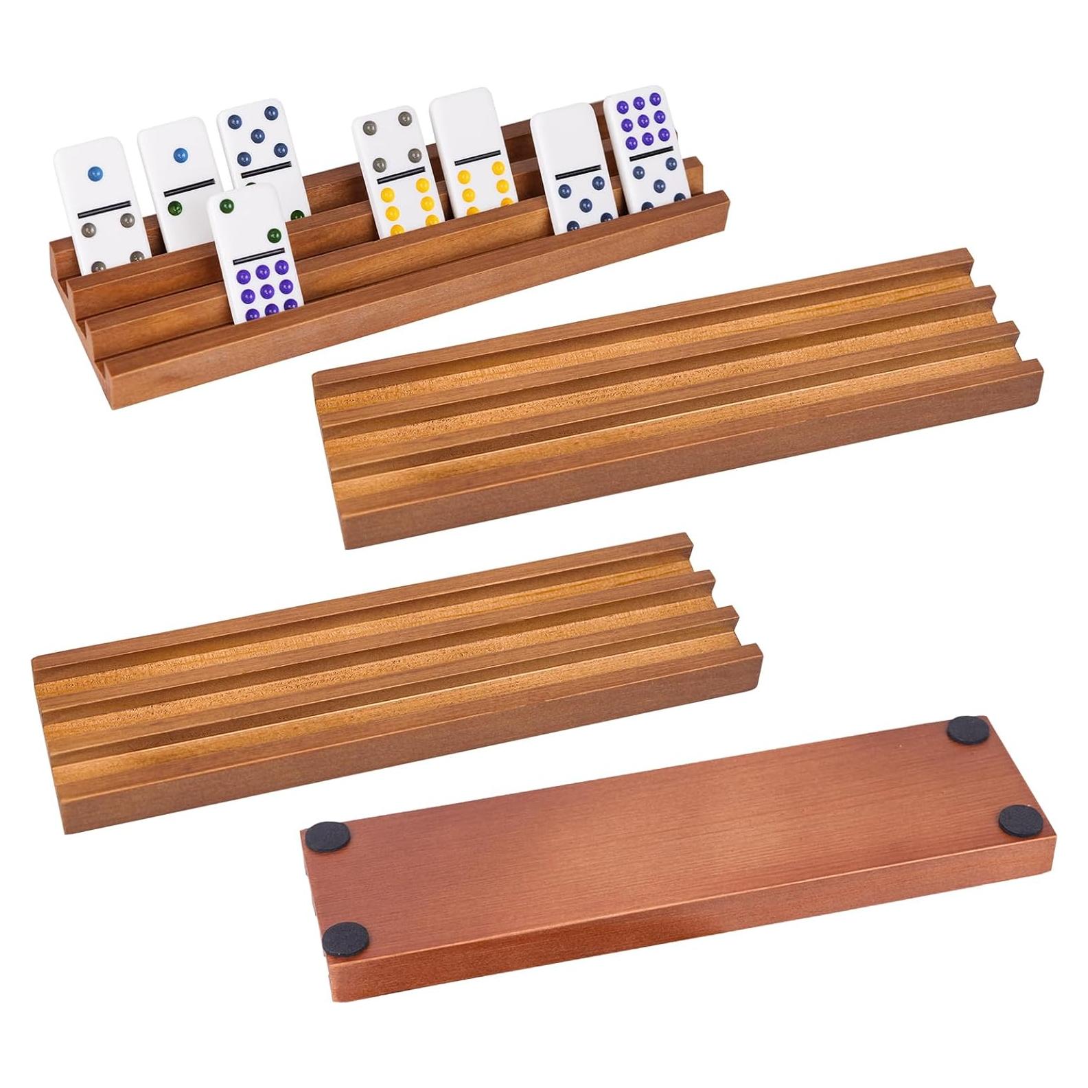 Juego de Soportes de Dominó de Madera WodGod Set de 4 Pcs