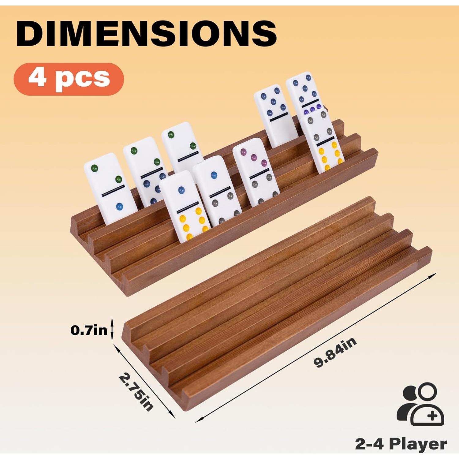 Juego de Soportes de Dominó de Madera WodGod Set de 4 Pcs