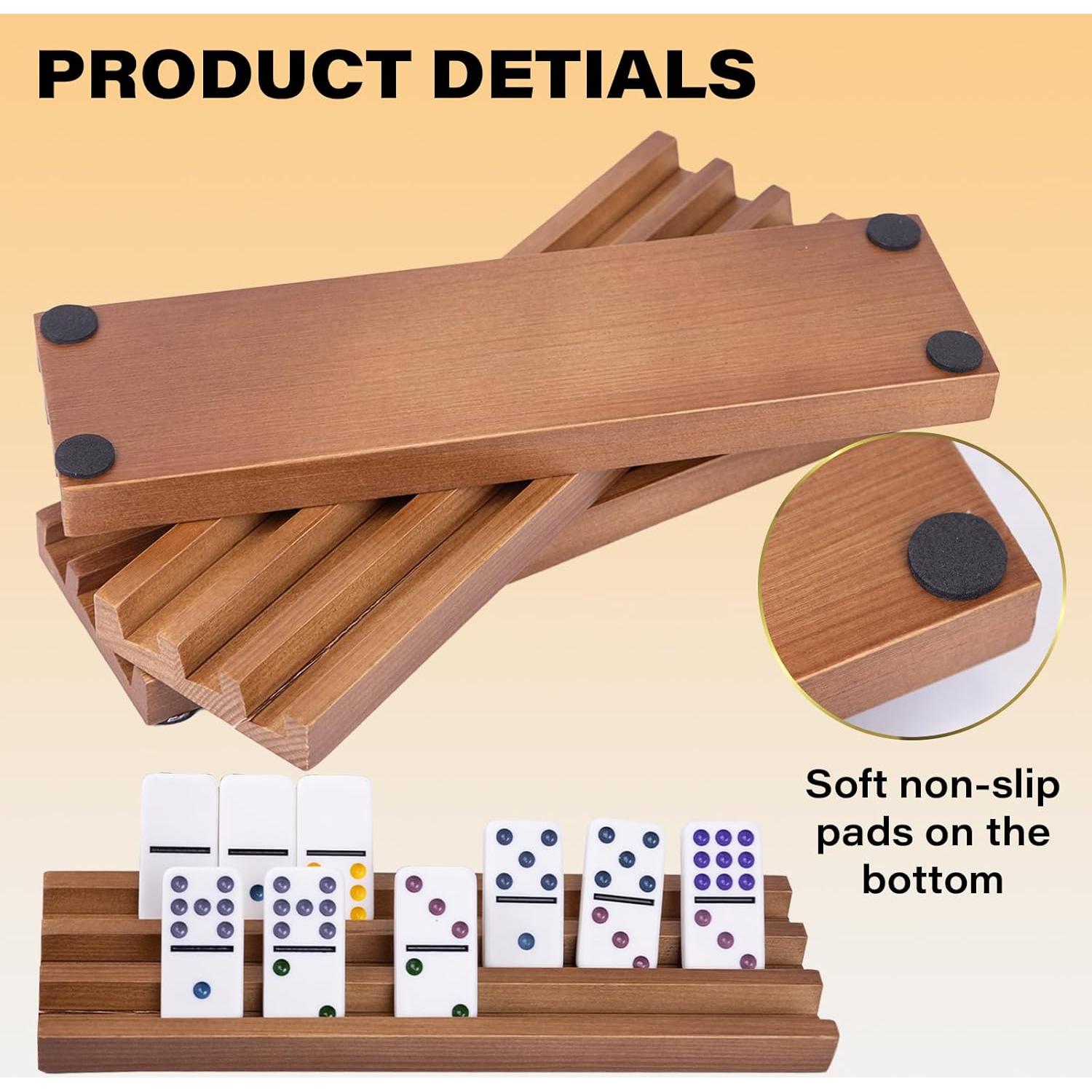 Juego de Soportes de Dominó de Madera WodGod Set de 4 Pcs