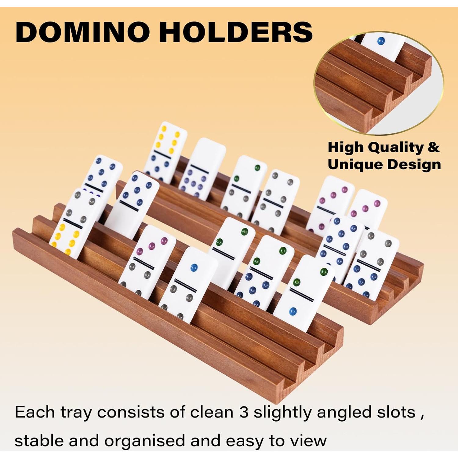 Set de 4 Soportes de Dominó de Madera WodGod para Juegos