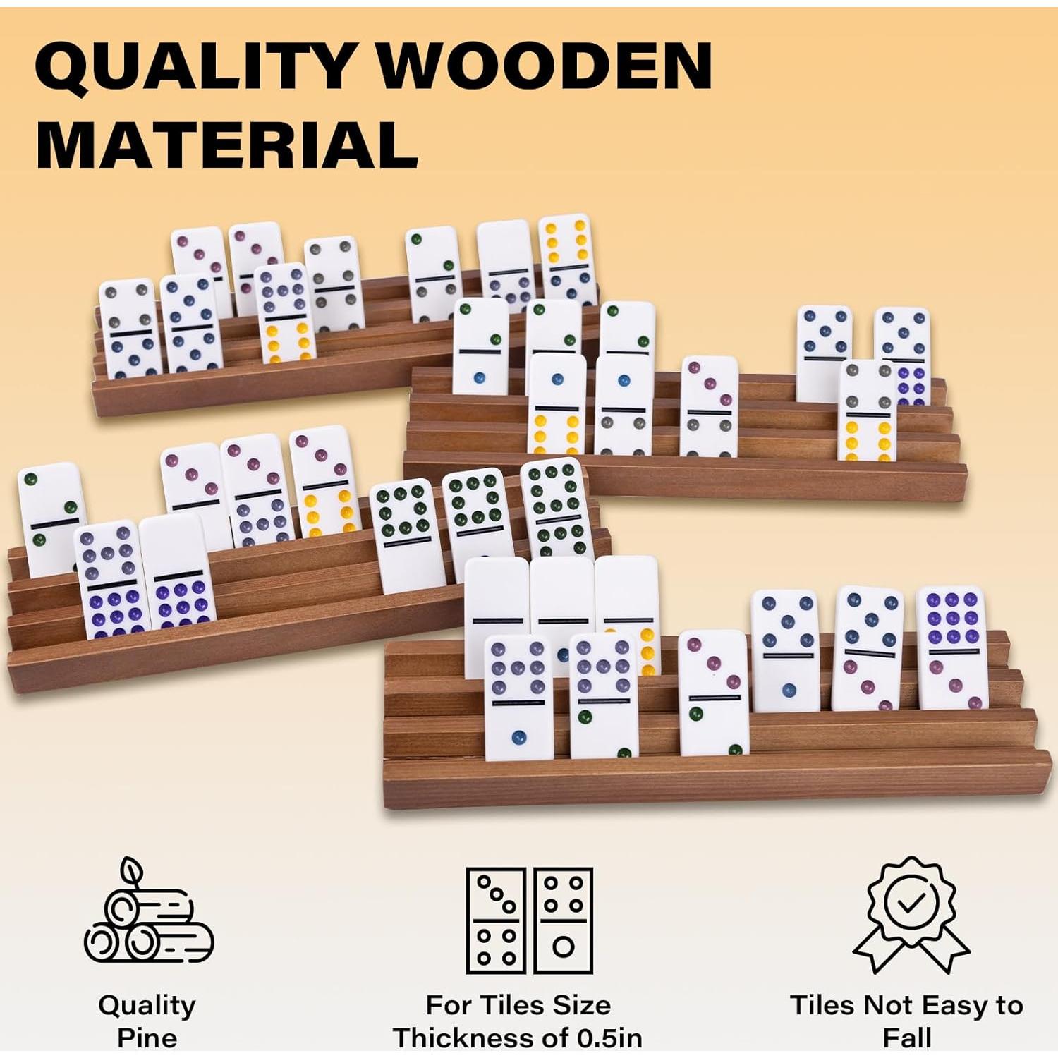 Set de 4 Soportes de Dominó de Madera WodGod para Juegos