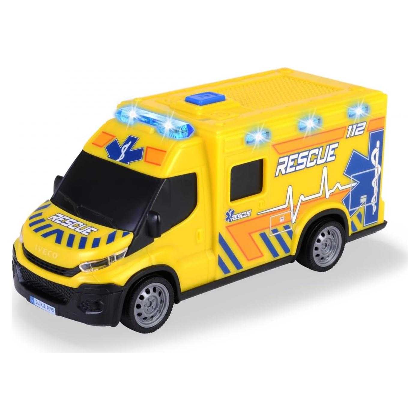 Ambulancia Dickie Toys Iveco Daily 18 cm con Luz y Sonido