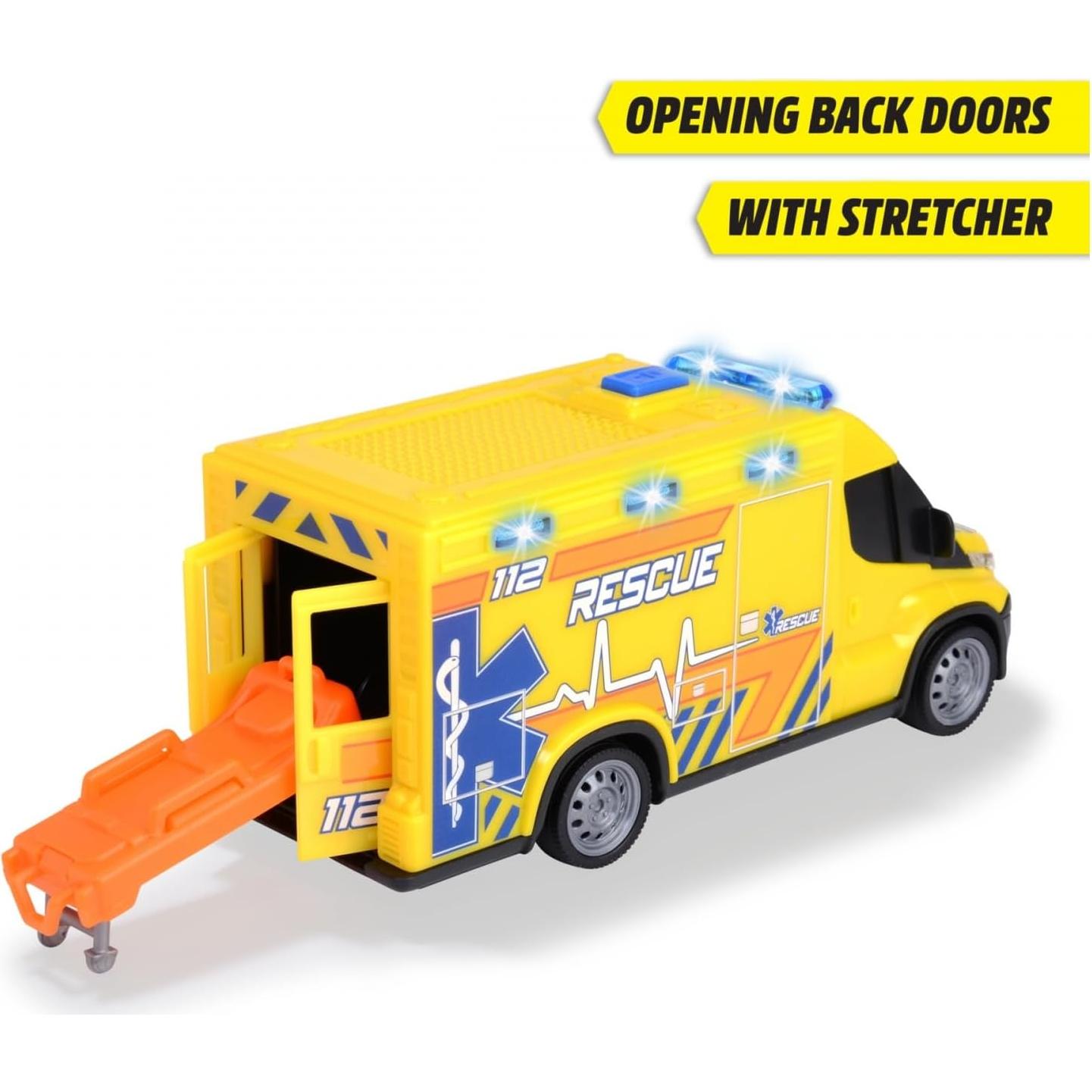 Ambulancia Dickie Toys Iveco Daily 18 cm con Luz y Sonido