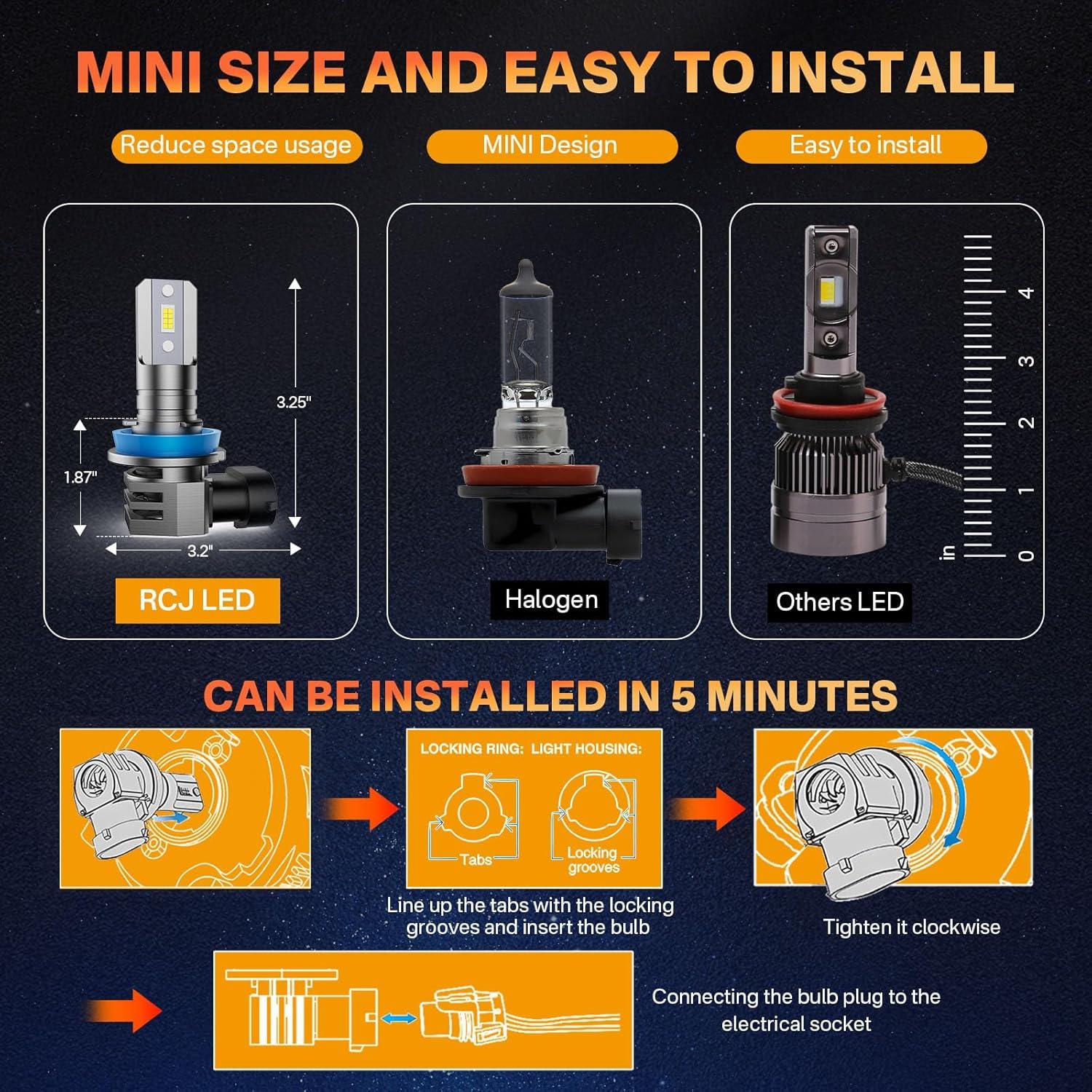 Bombillas de Niebla RCJ H11 6000K Blanco Frío - 32000 Lúmenes