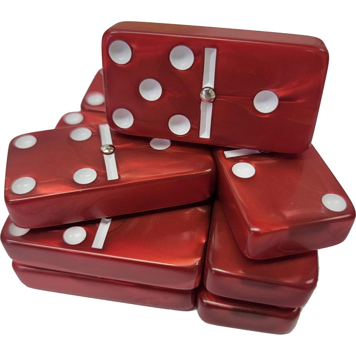 Dominó Jumbo Doble Seis Marion & Co. Rojo Marmoleado