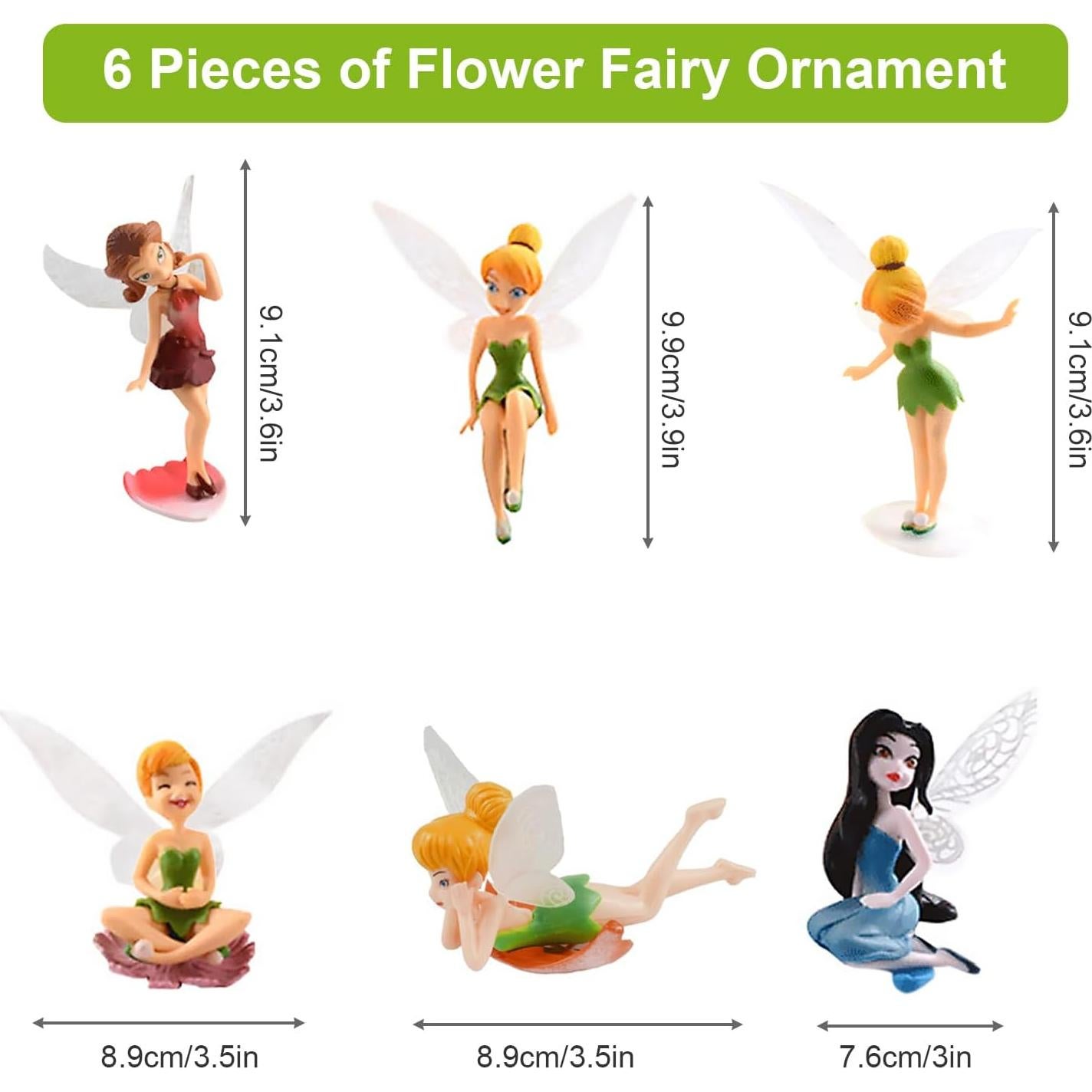 6 Miniaturas de Hadas de Resina para Jardín y Pasteles