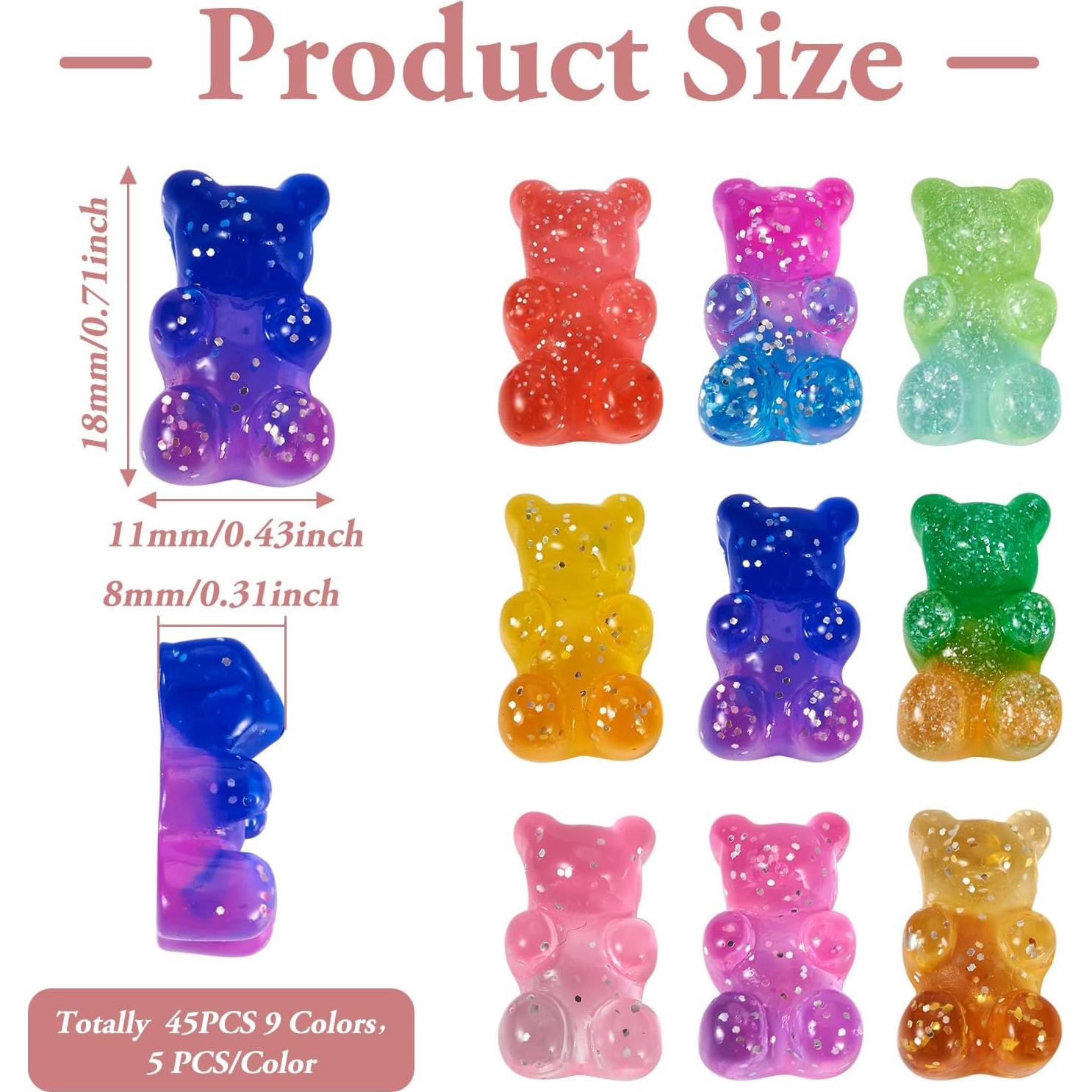 Cabochones de Osito de Goma Cheriswelry 45 Piezas 18x11mm