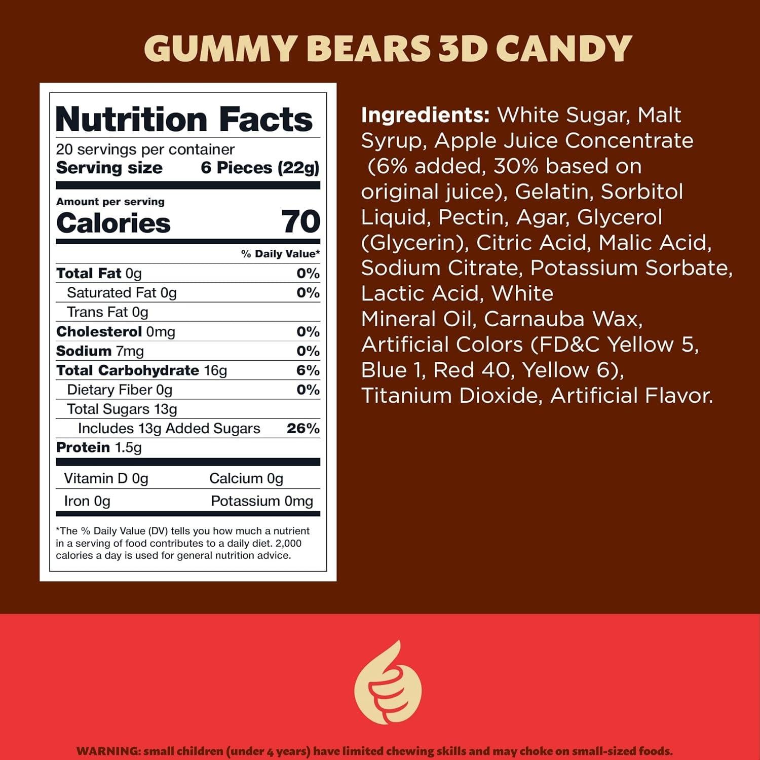 Gomitas 3D ILIKE! Ositos de Goma 0.45 kg Sabores Frutas