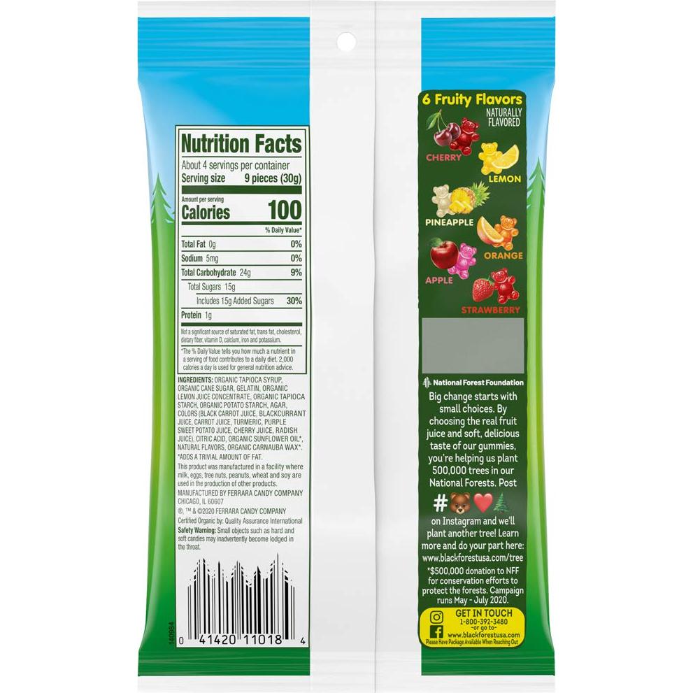 Ositos de Goma Orgánicos Black Forest 113.4g - Sabor Asortido