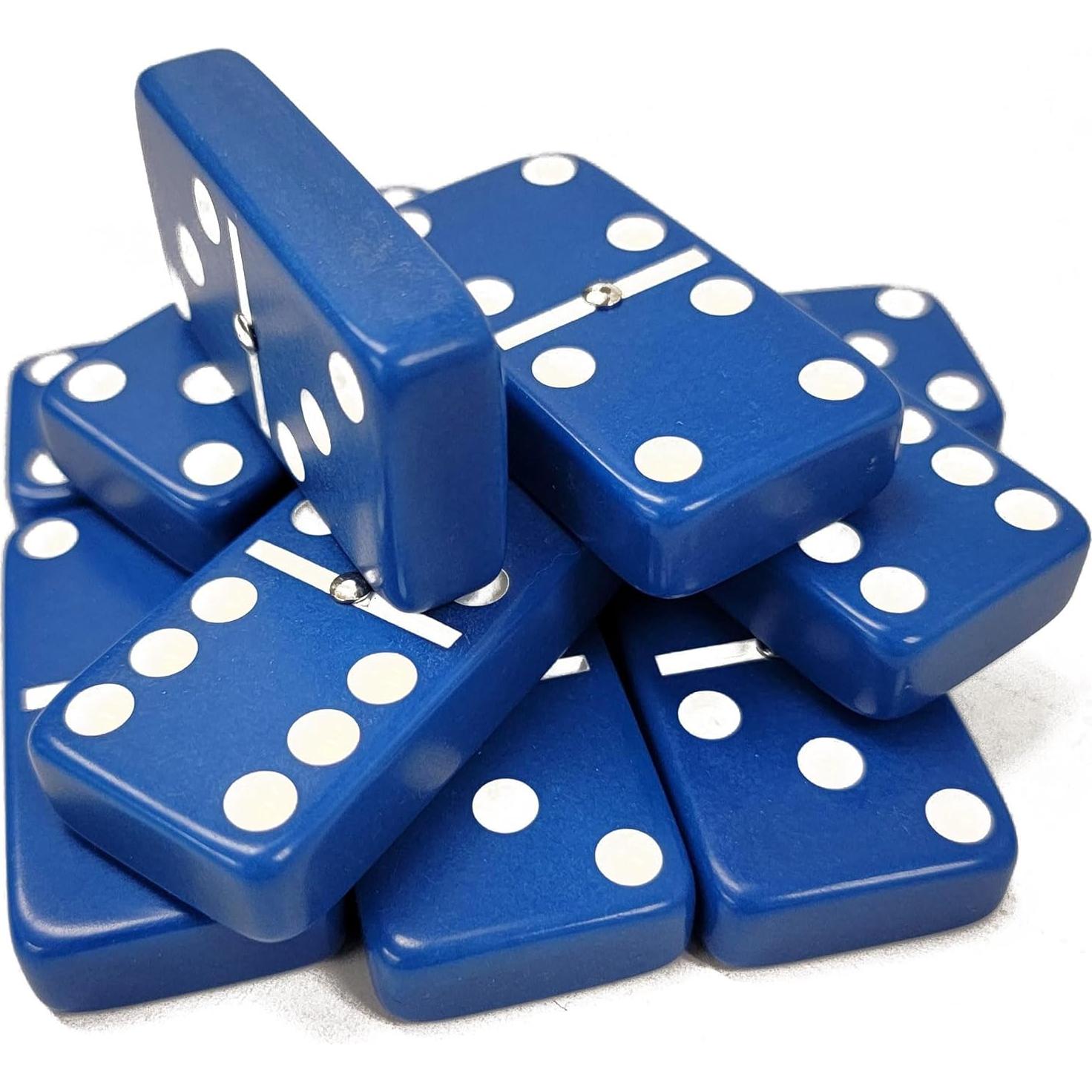 Dominó Doble Seis Jumbo Azul Profesional con Spinner