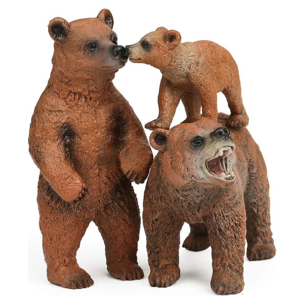 Conjunto de Figuras de Osos Grizzly UANDME - 3 Piezas Realistas