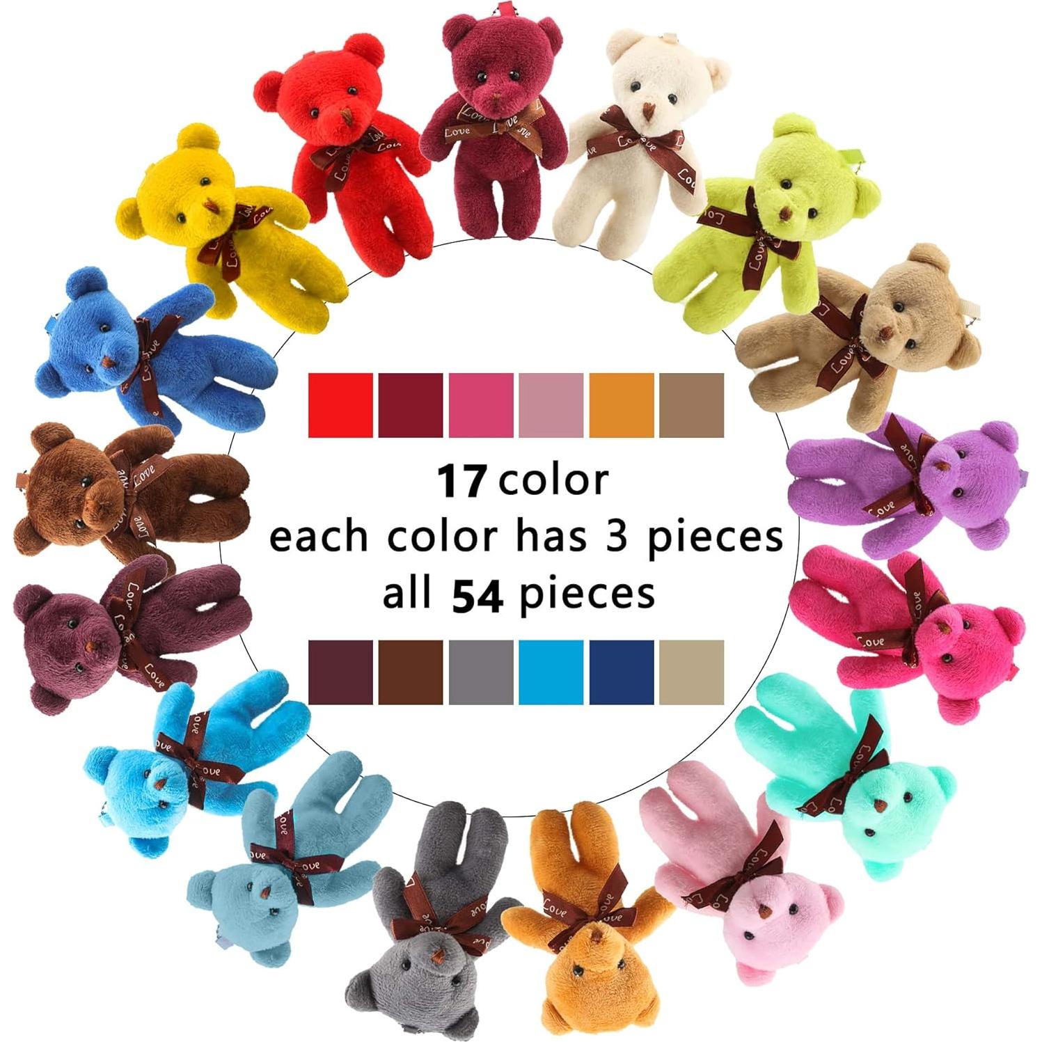 51 Mini Ositos de Peluche Haconba 12 cm para Fiestas y Regalos