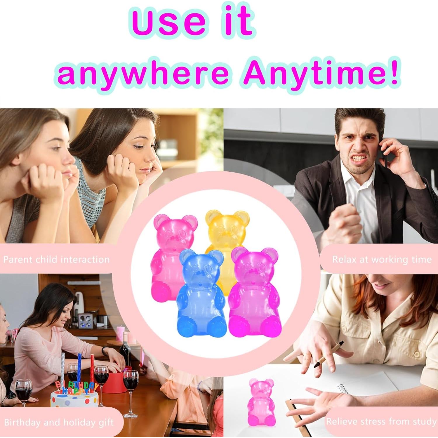 Bola Aplastable de Oso de Goma para Alivio de Estrés - 7.87 cm