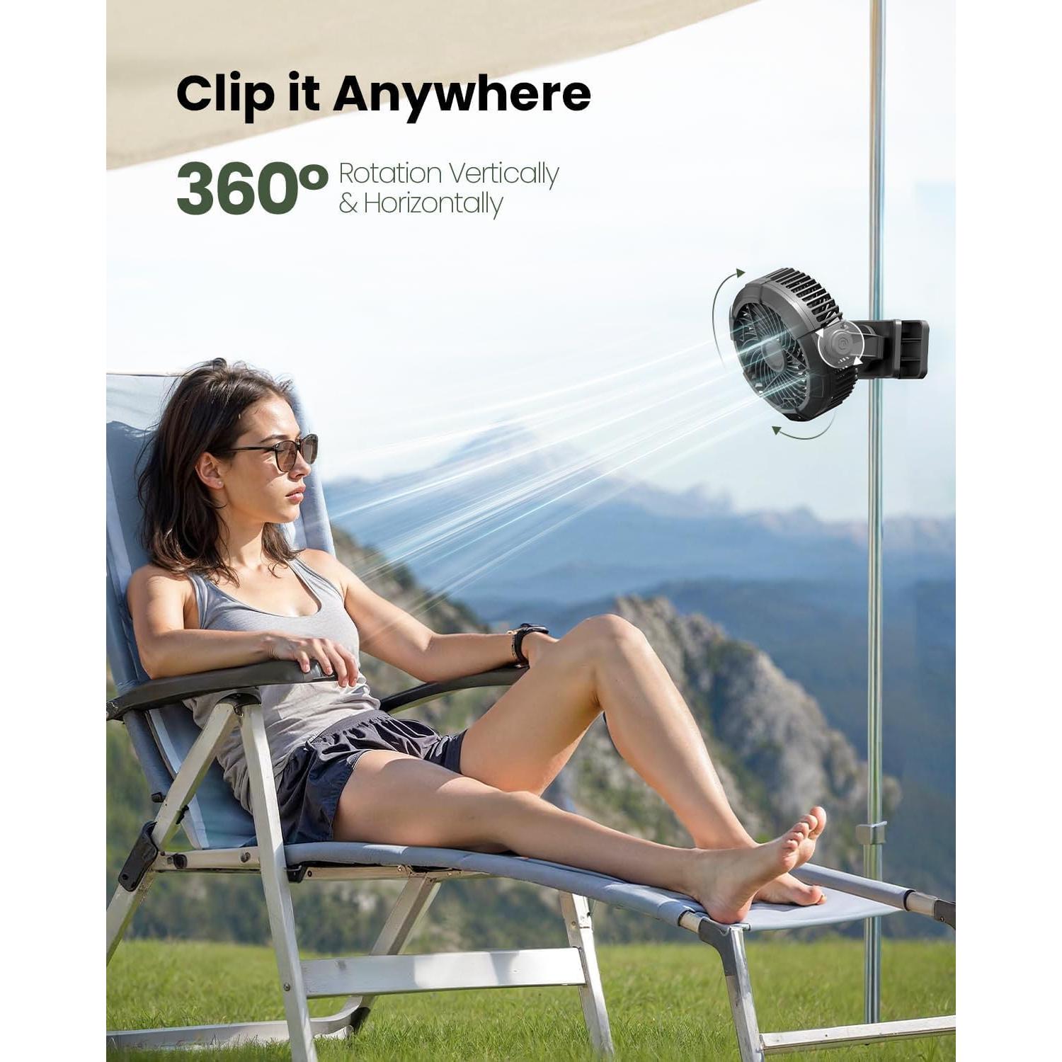 Ventilador de Camping Gaiatop CP-02 con Luz LED y Clip