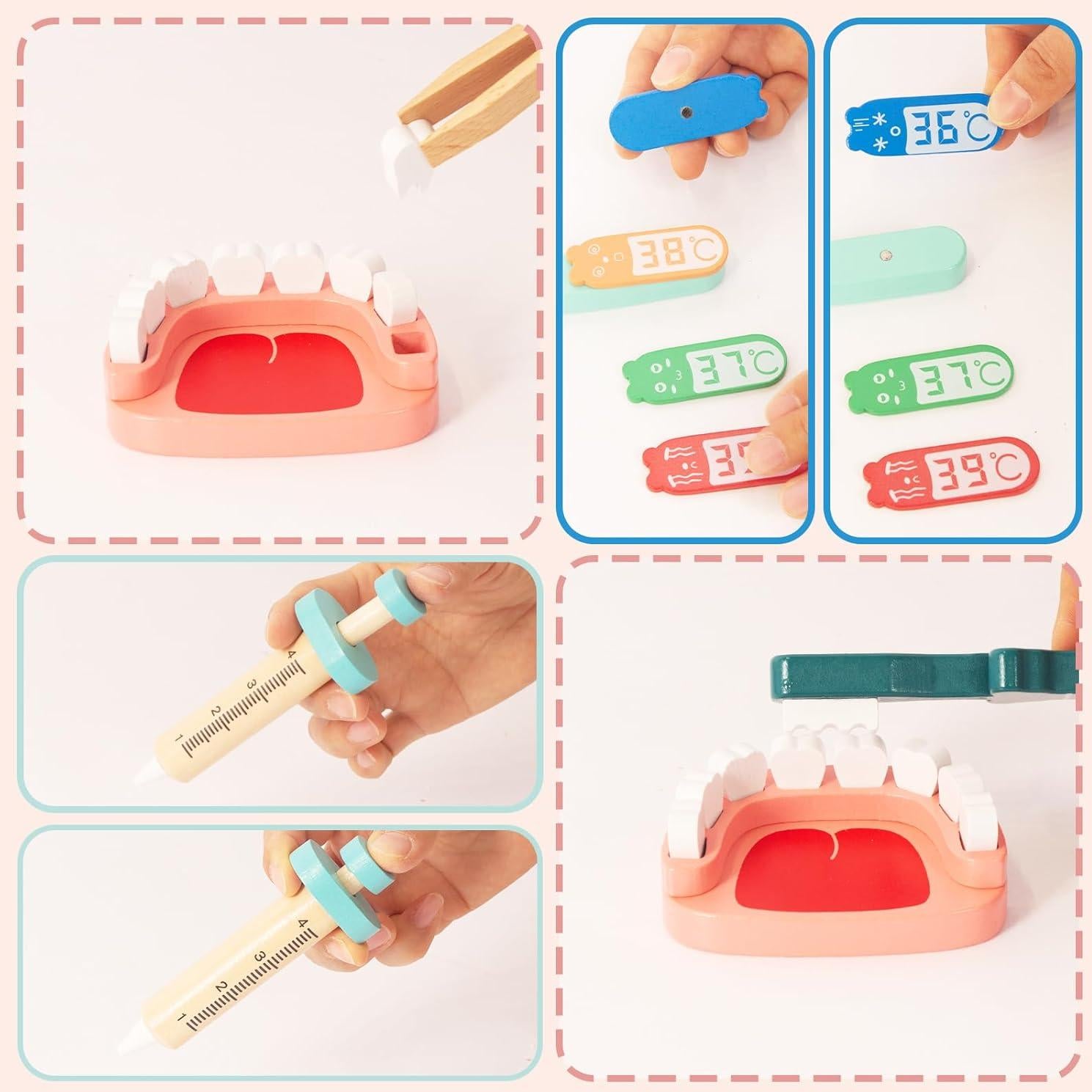 Kit de Doctor de Madera WOODENFUN para Niños 3 a 5 Años