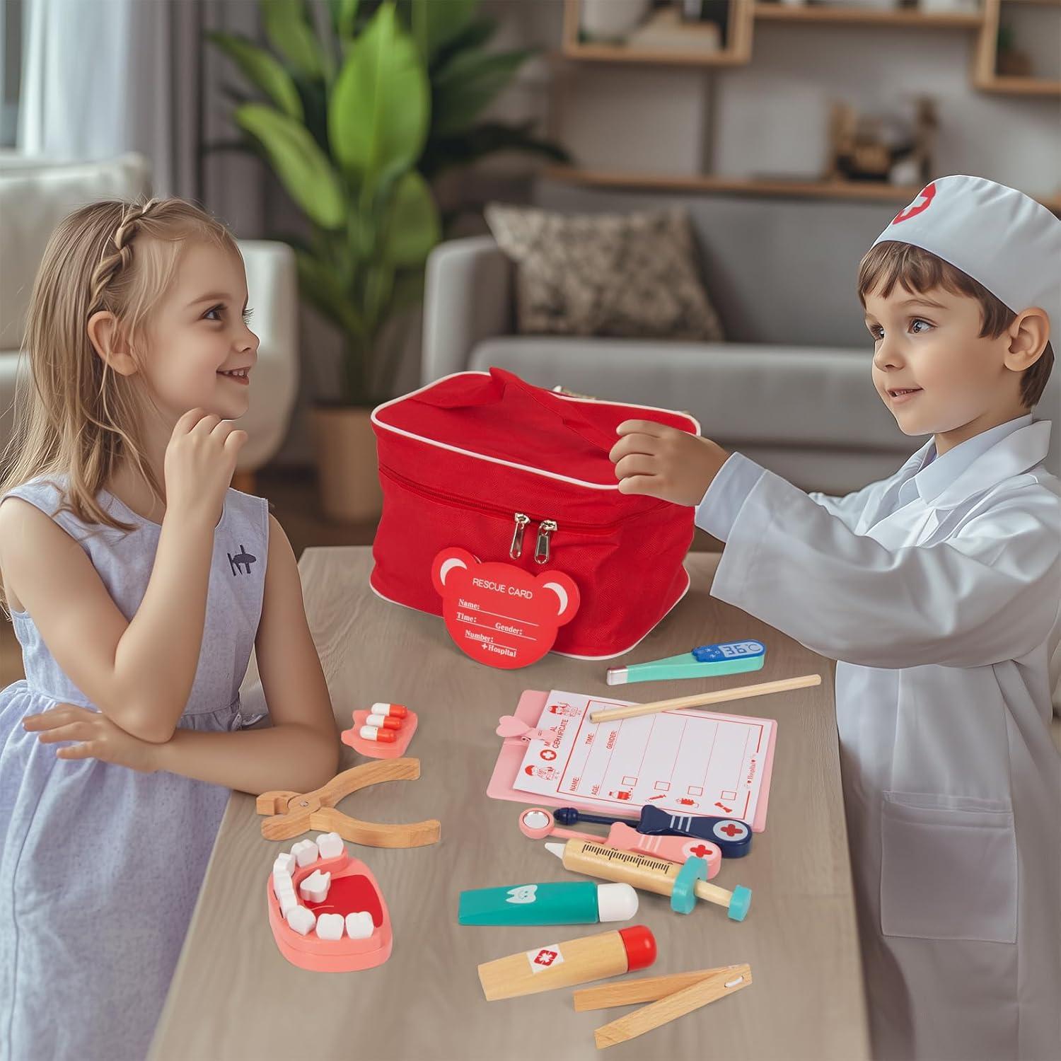 Kit de Doctor de Madera WOODENFUN para Niños 3 a 5 Años
