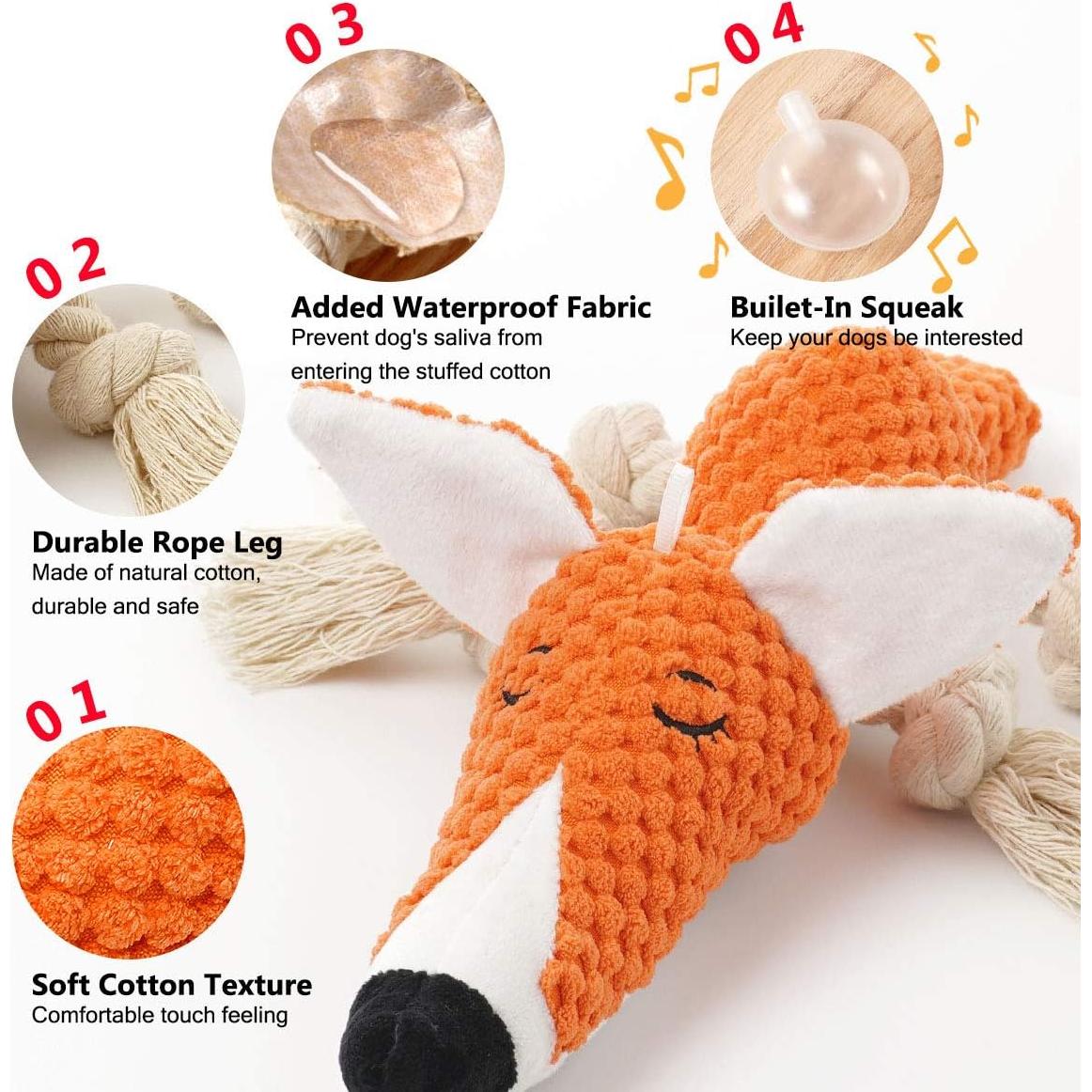 Juguete de Peluche para Perros Zorro Sedioso - Algodón Natural