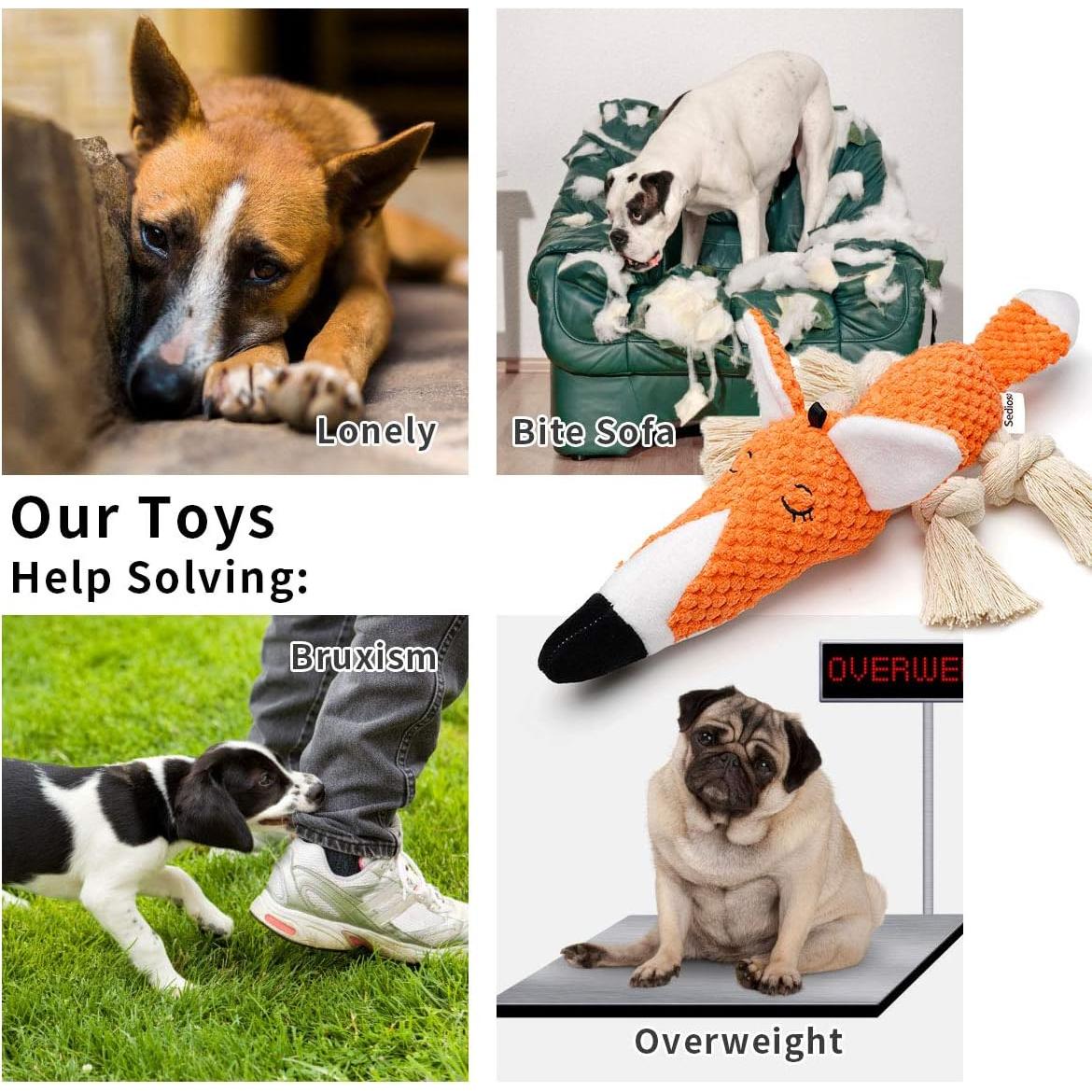 Juguete de Peluche para Perros Zorro Sedioso - Algodón Natural