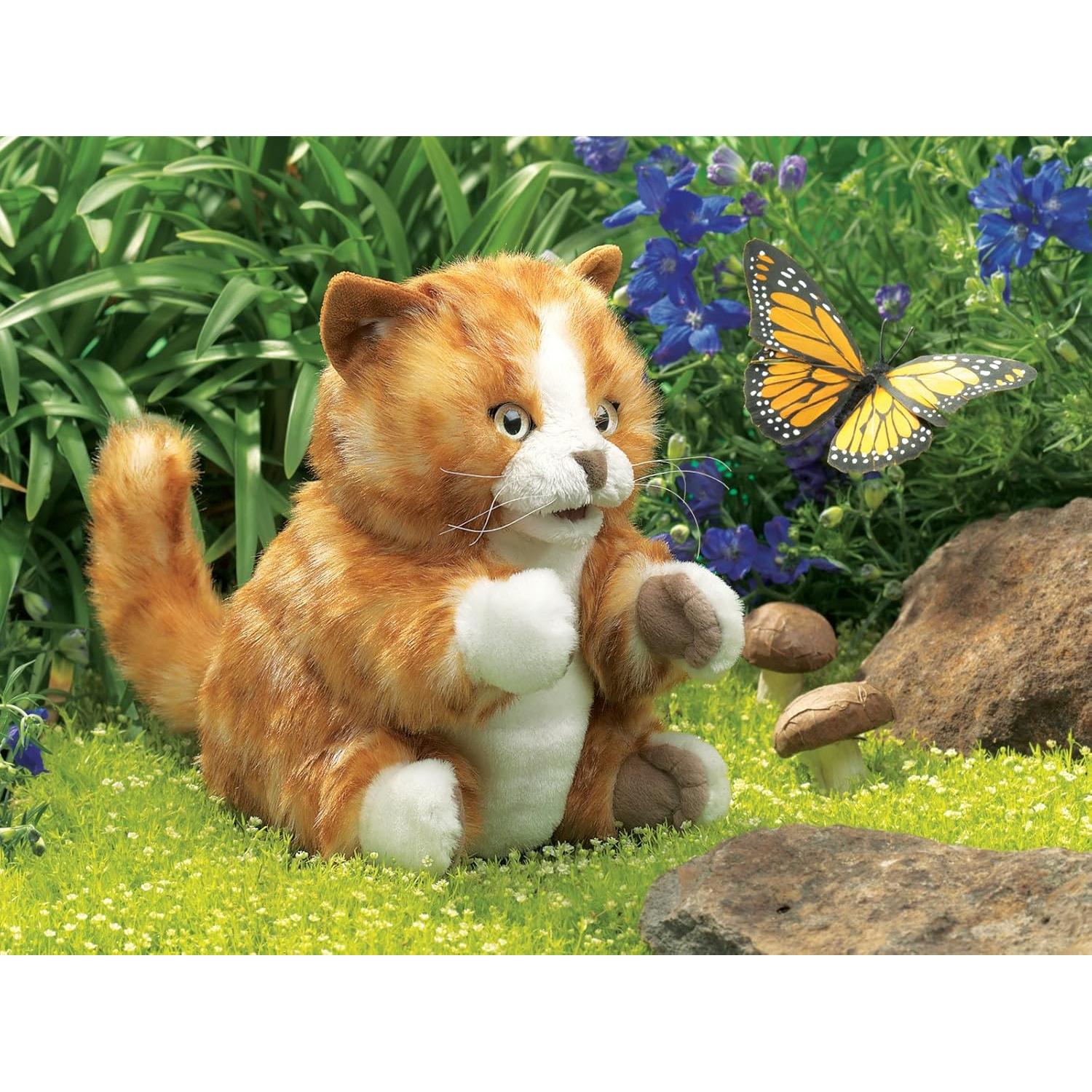 Títere de mano gato atigrado naranja Folkmanis 25.4 cm