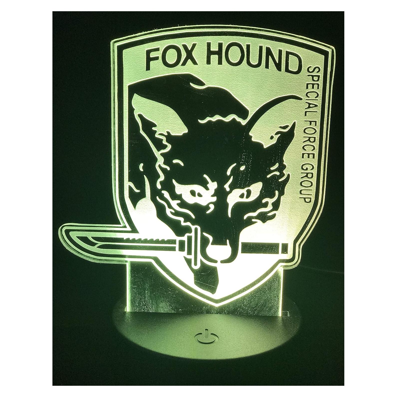 Lámpara 3D Ilusión Acrílico Fox Hound 14 cm LED Control Remoto