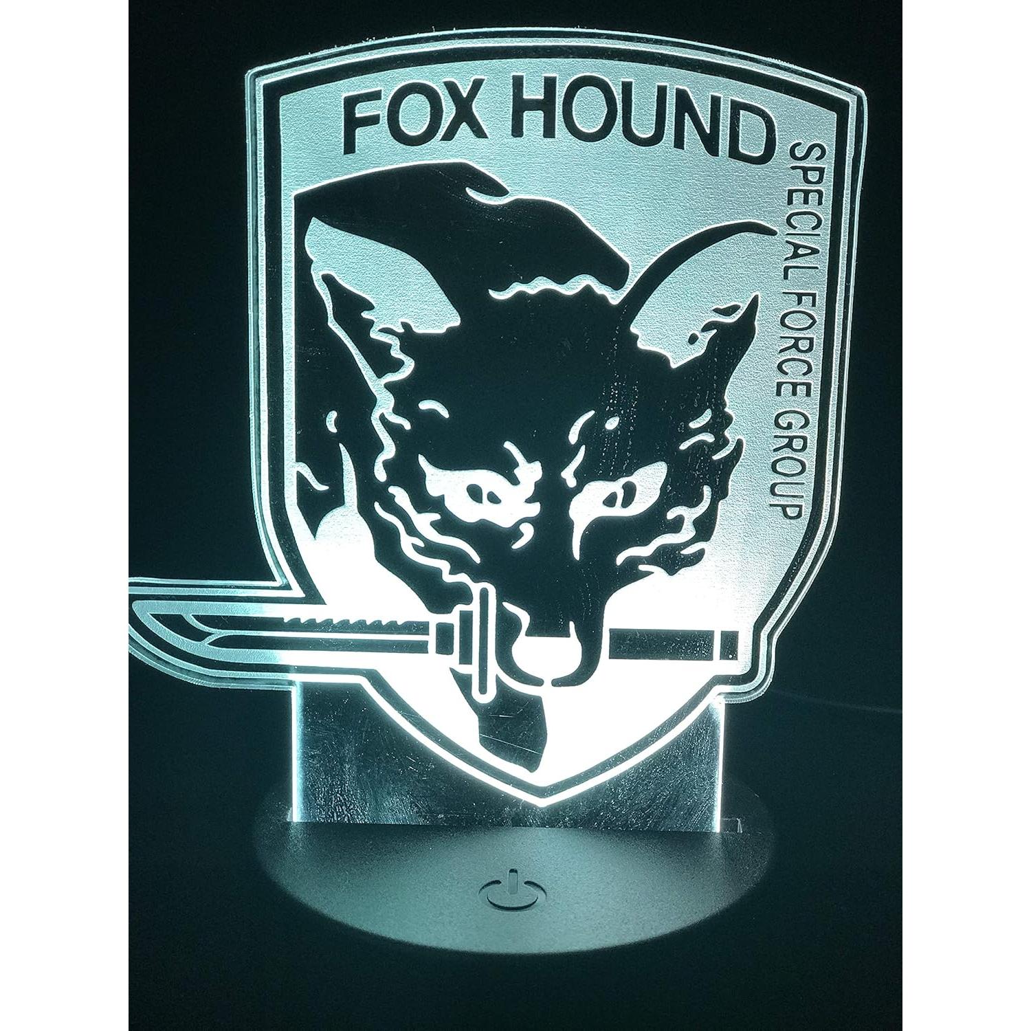 Lámpara 3D Ilusión Acrílico Fox Hound 14 cm LED Control Remoto