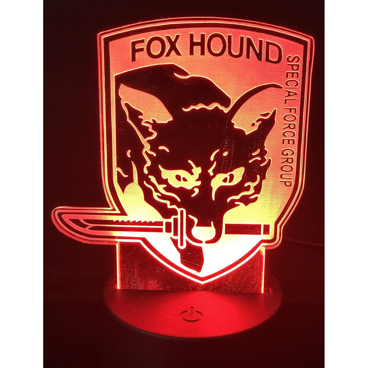 Lámpara 3D Ilusión Acrílico Fox Hound 14 cm LED Control Remoto