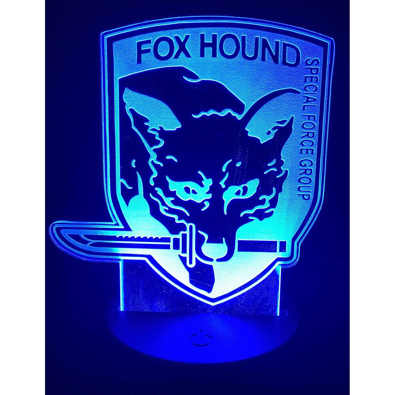 Lámpara 3D Ilusión Acrílico Fox Hound 14 cm LED Control Remoto
