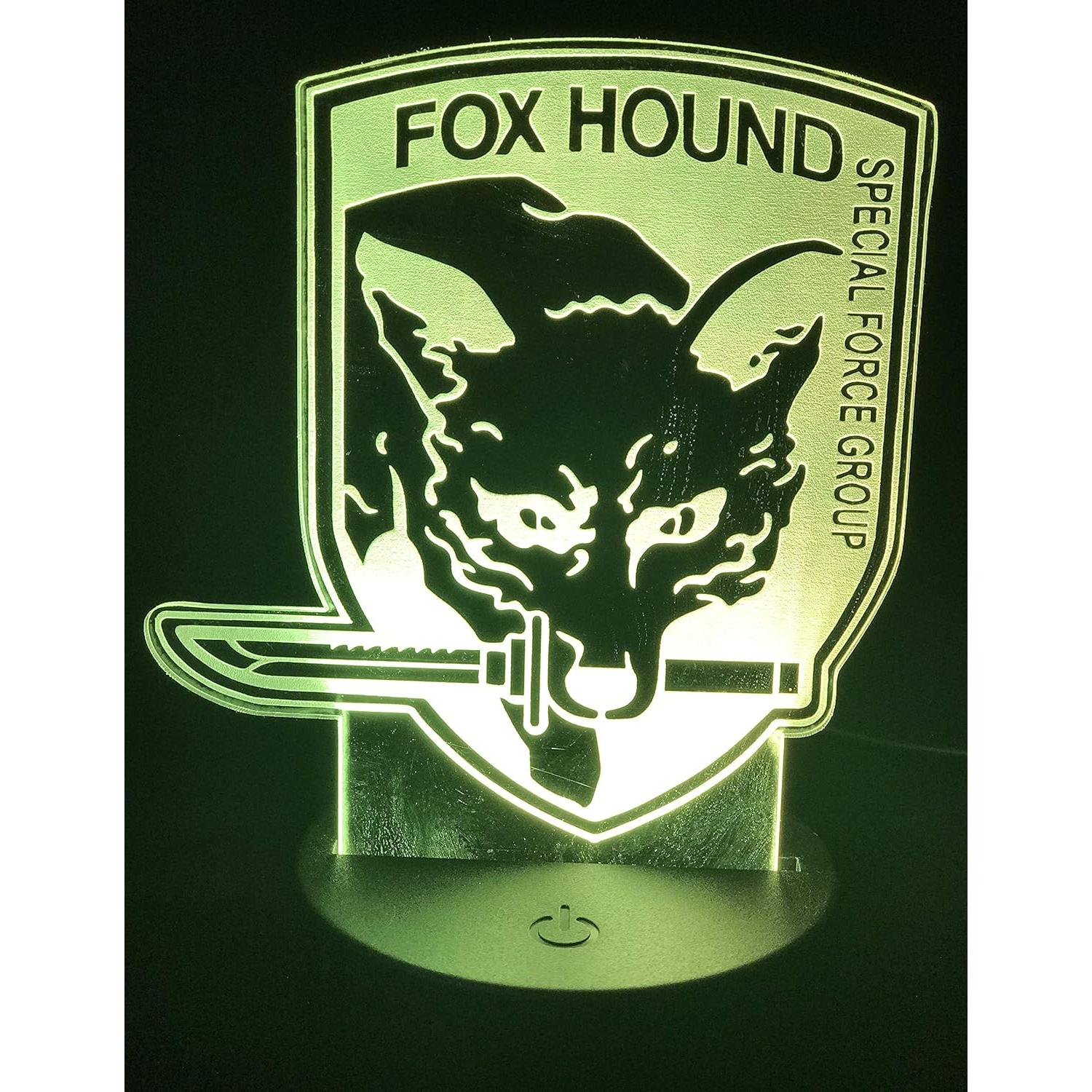 Lámpara 3D Ilusión Acrílico Fox Hound 14 cm LED Control Remoto