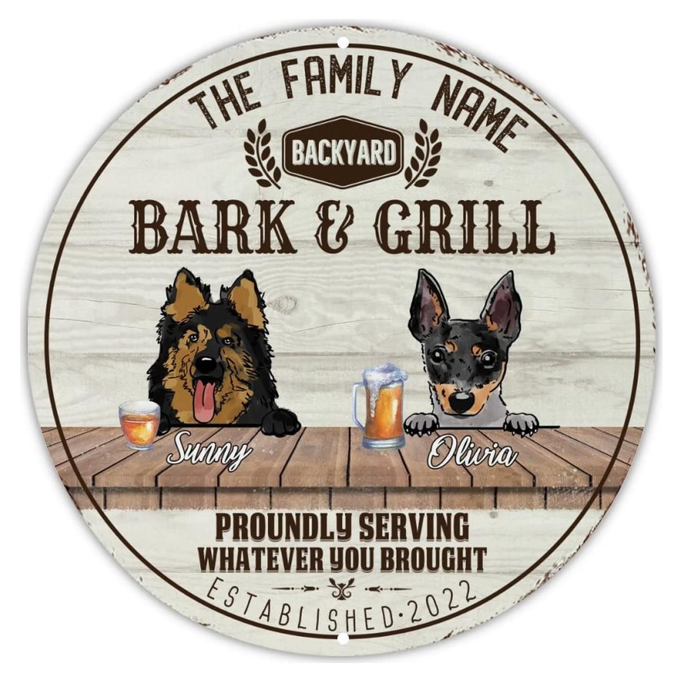 Cartel de Metal Personalizado Perro Alemán y Terrier 30cm